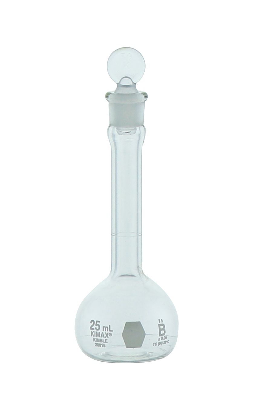 MATRAZ VOLUMÉTRICO DE 25ml CLASE B ASTM. KIMAX