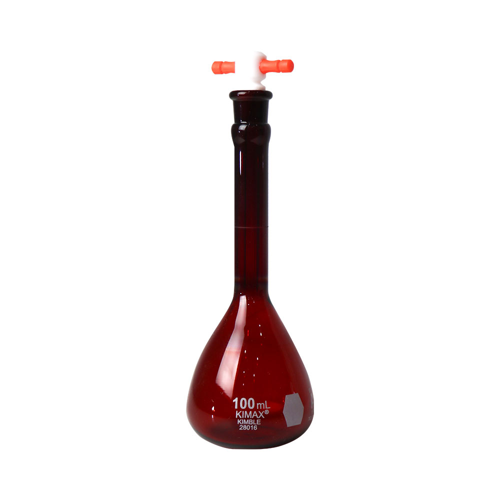 MATRAZ VOLUMÉTRICO ACTÍNICO DE 100 ml CLASE A ASTm. KIMAX