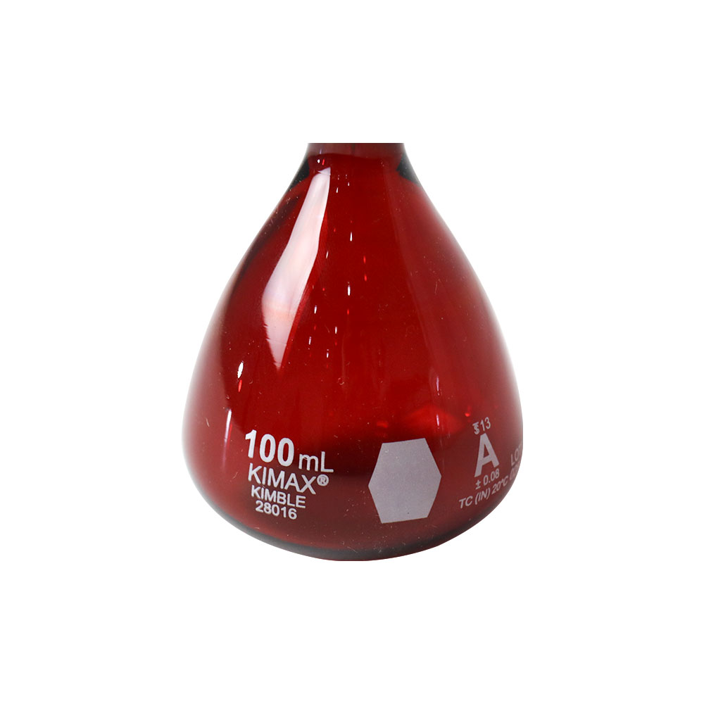 MATRAZ VOLUMÉTRICO ACTÍNICO DE 100 ml CLASE A ASTm. KIMAX