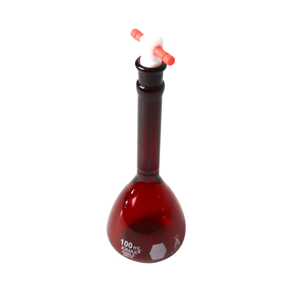 MATRAZ VOLUMÉTRICO ACTÍNICO DE 100 ml CLASE A ASTm. KIMAX