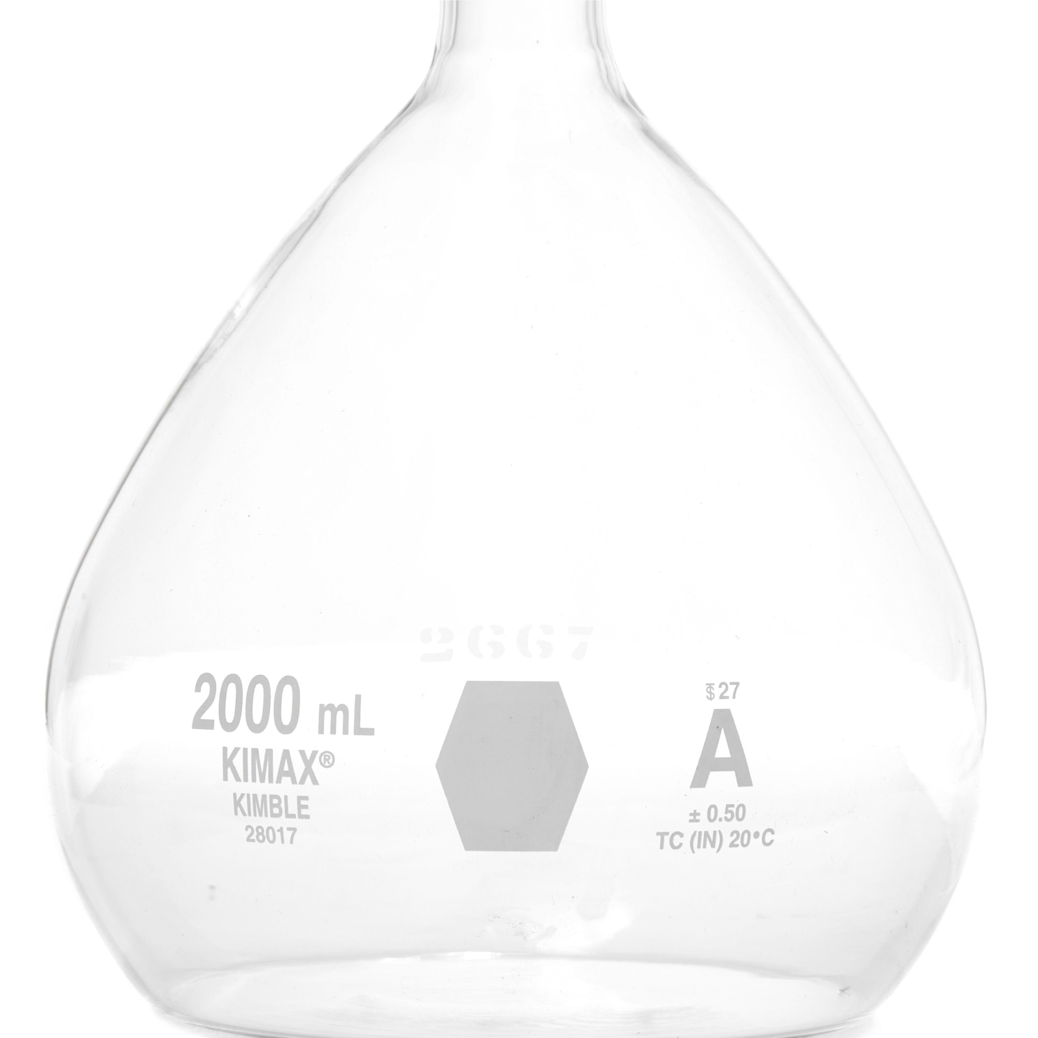 MATRAZ VOLUMÉTRICO DE 2L CLASE A ASTM CON CERTIFICADO. KIMAX