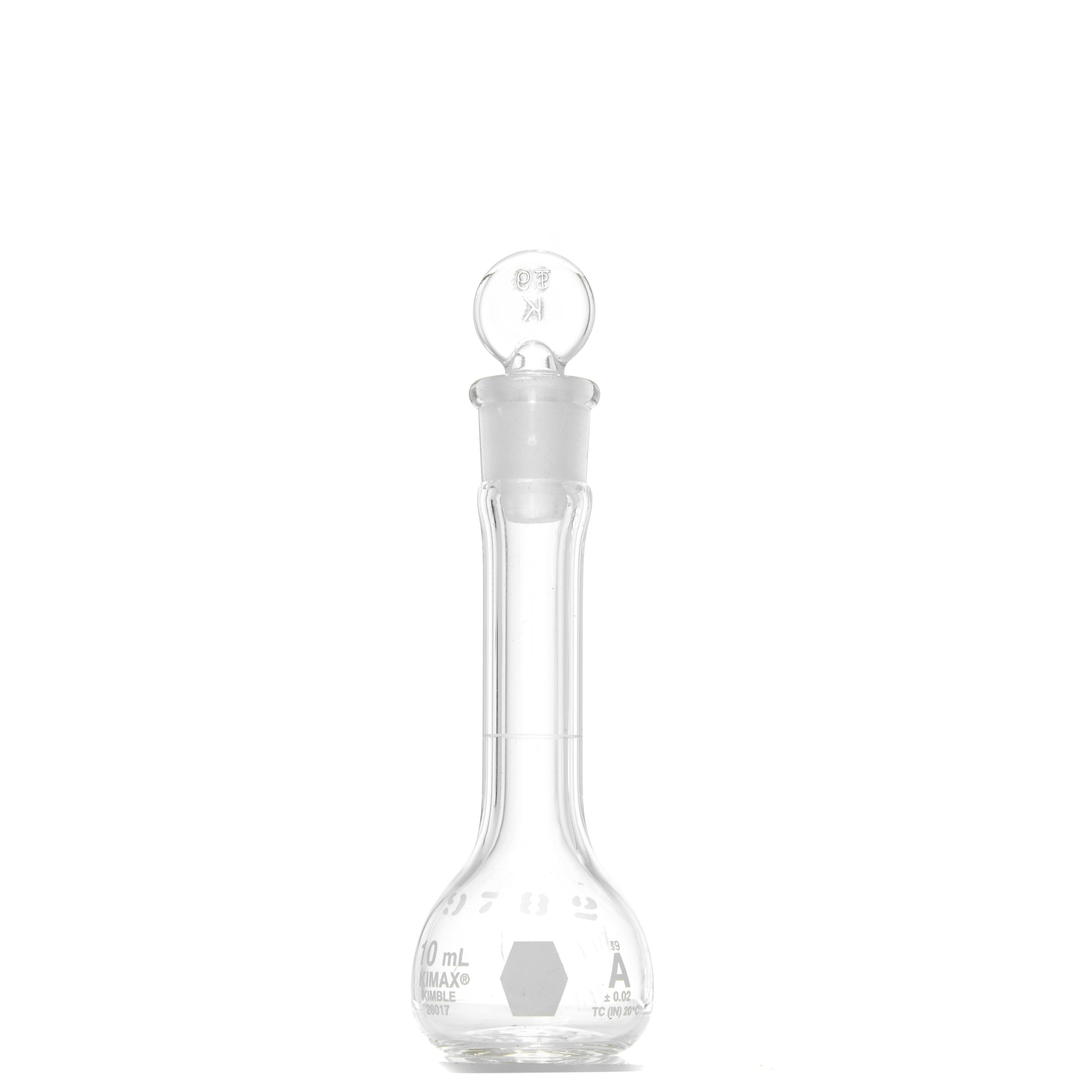 MATRAZ VOLUMÉTRICO DE 10ml CLASE A ASTM CON CERTIFICADO. KIMAX