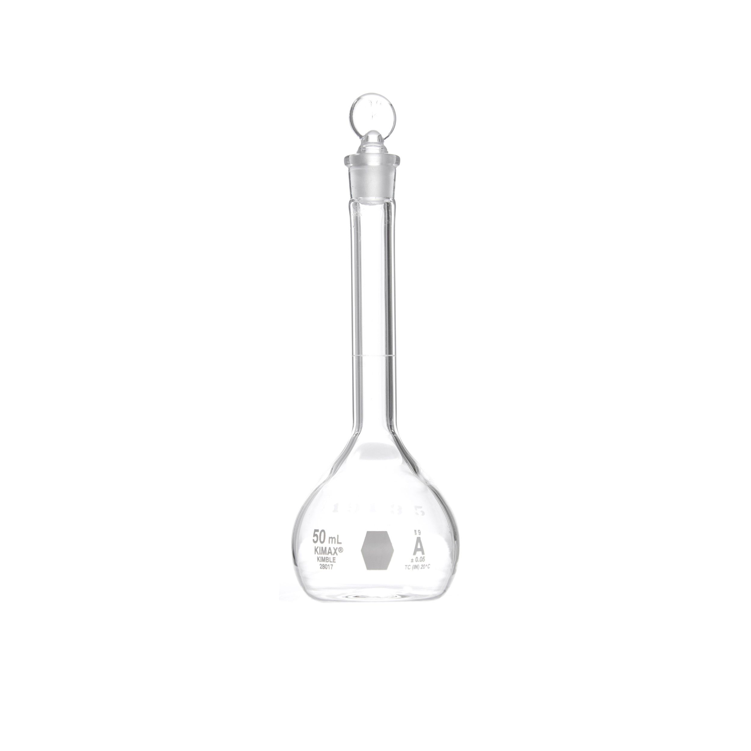 MATRAZ VOLUMÉTRICO DE 50ml CLASE A ASTM CON CERTIFICADO. KIMAX