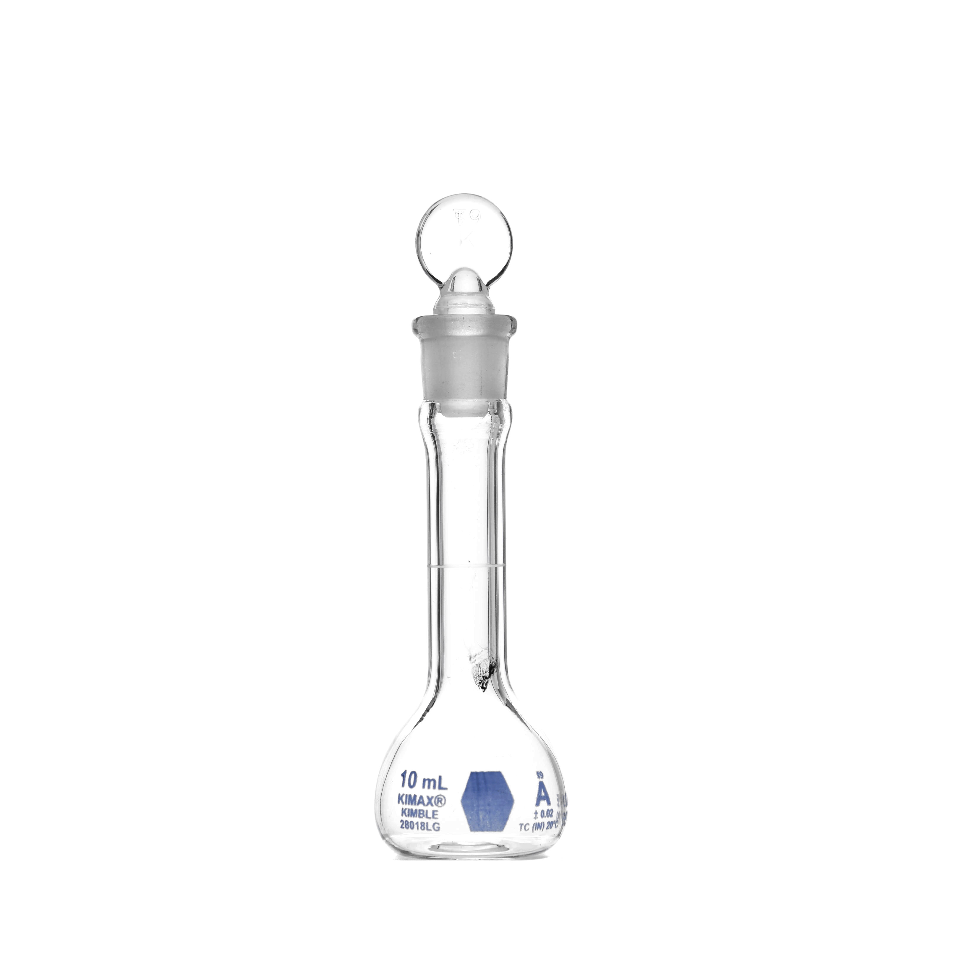 MATRAZ VOLUMÉTRICO DE 10ml CLASE A ASTM. CERTIFICADO POR LOTE. KIMAX