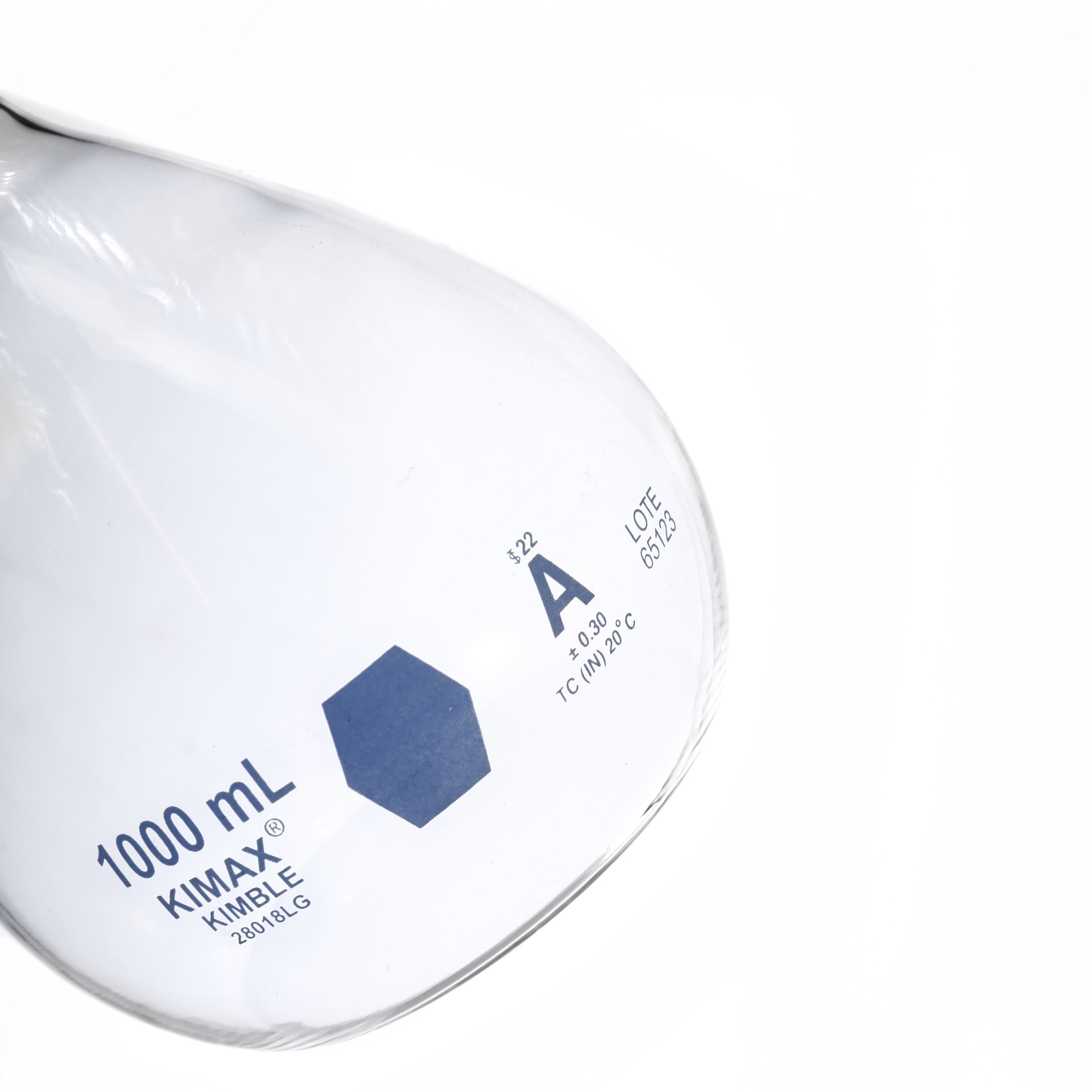 MATRAZ VOLUMÉTRICO DE 1L CLASE A ASTM CON CERTIFICADO POR LOTE. KIMAX