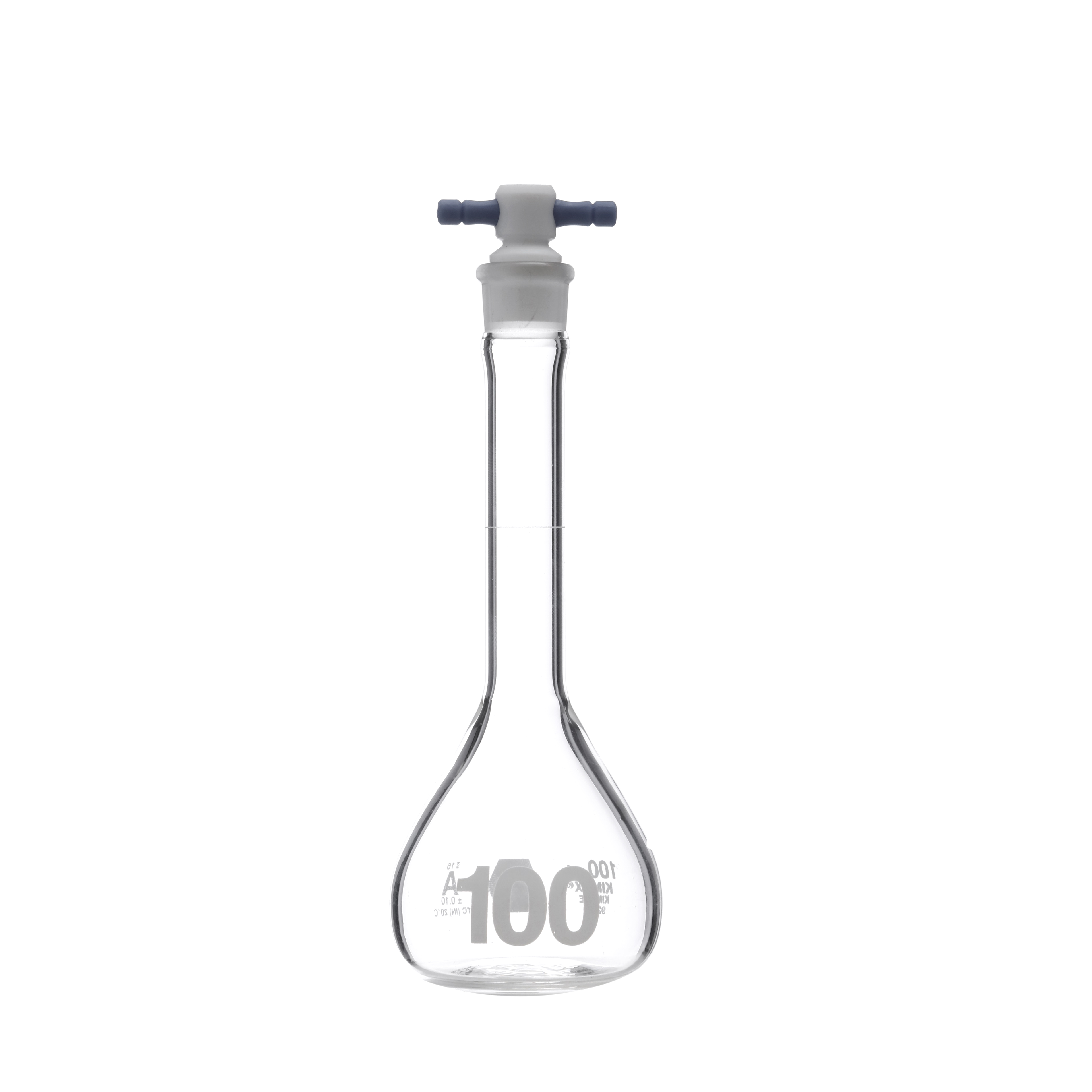 MATRAZ VOLUMÉTRICO DE 100ml CLASE A ASTm. BOCA ANCHA. VIDRIO KIMAX