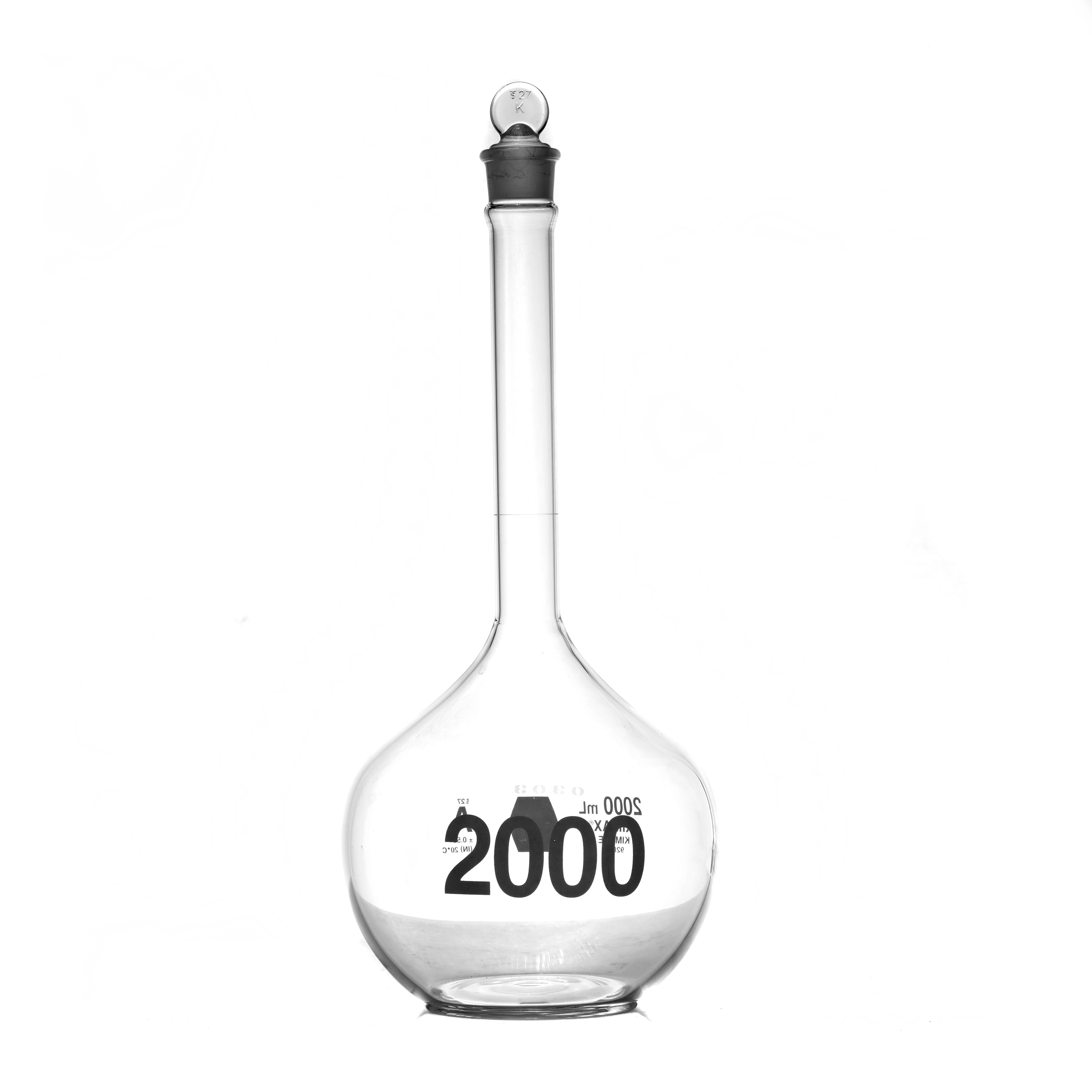 MATRAZ VOLUMETRICO DE 2L CLASE A ASTM CON CERTIFICADO. KIMAX