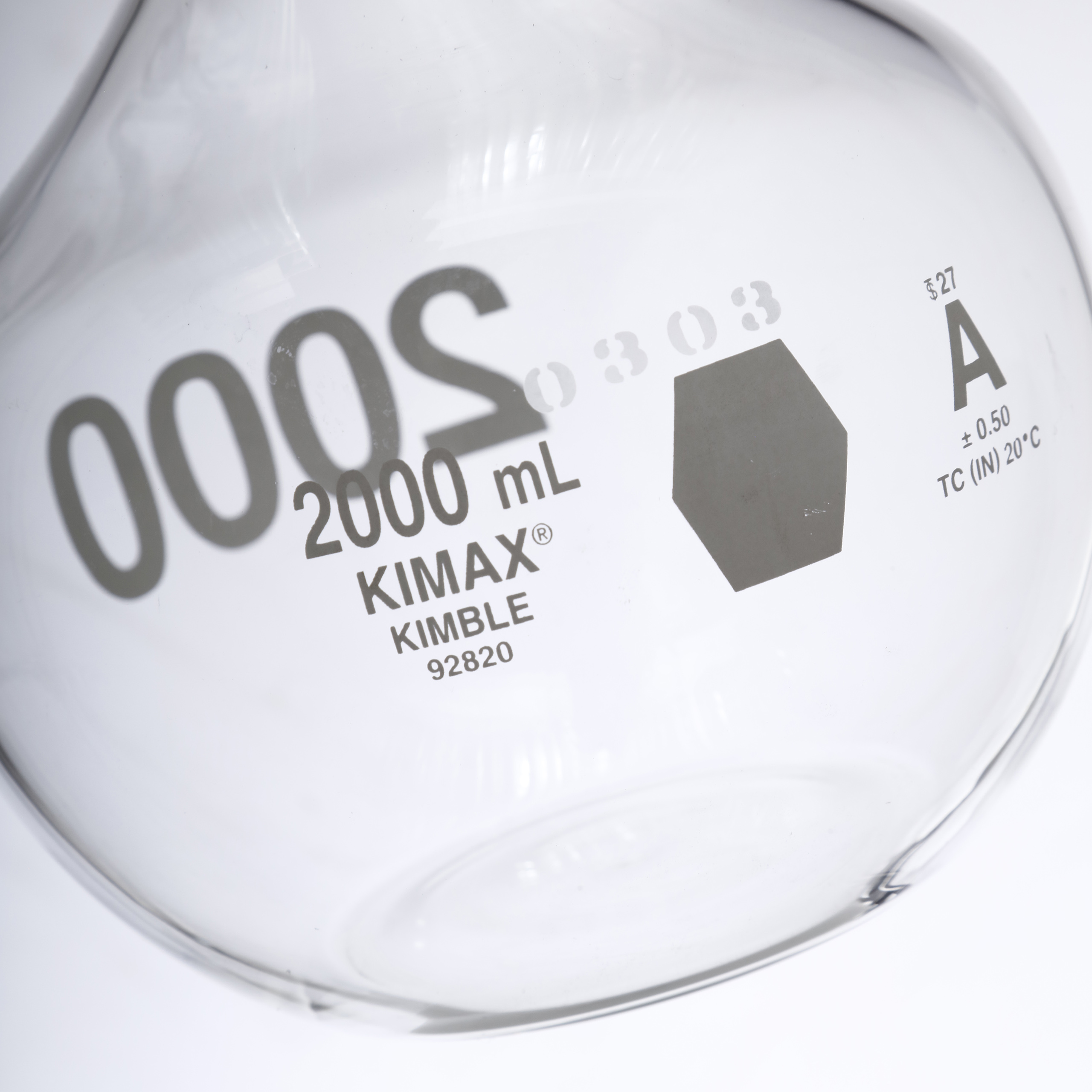 MATRAZ VOLUMETRICO DE 2L CLASE A ASTM CON CERTIFICADO. KIMAX