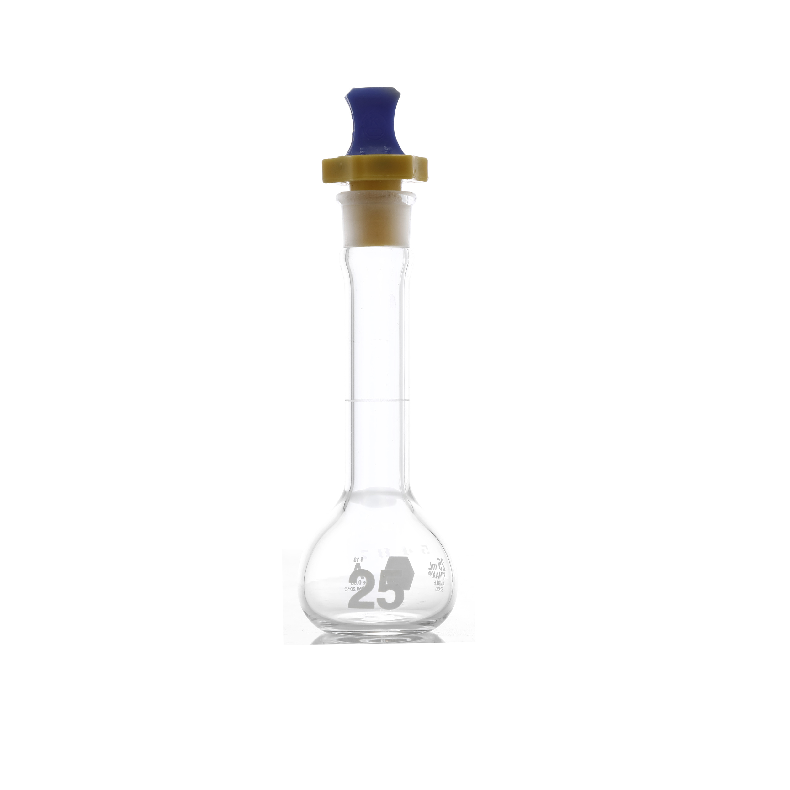 MATRAZ VOLUMETRICO DE 25 ml CLASE A ASTM CON CERTIFICADO. KIMAX