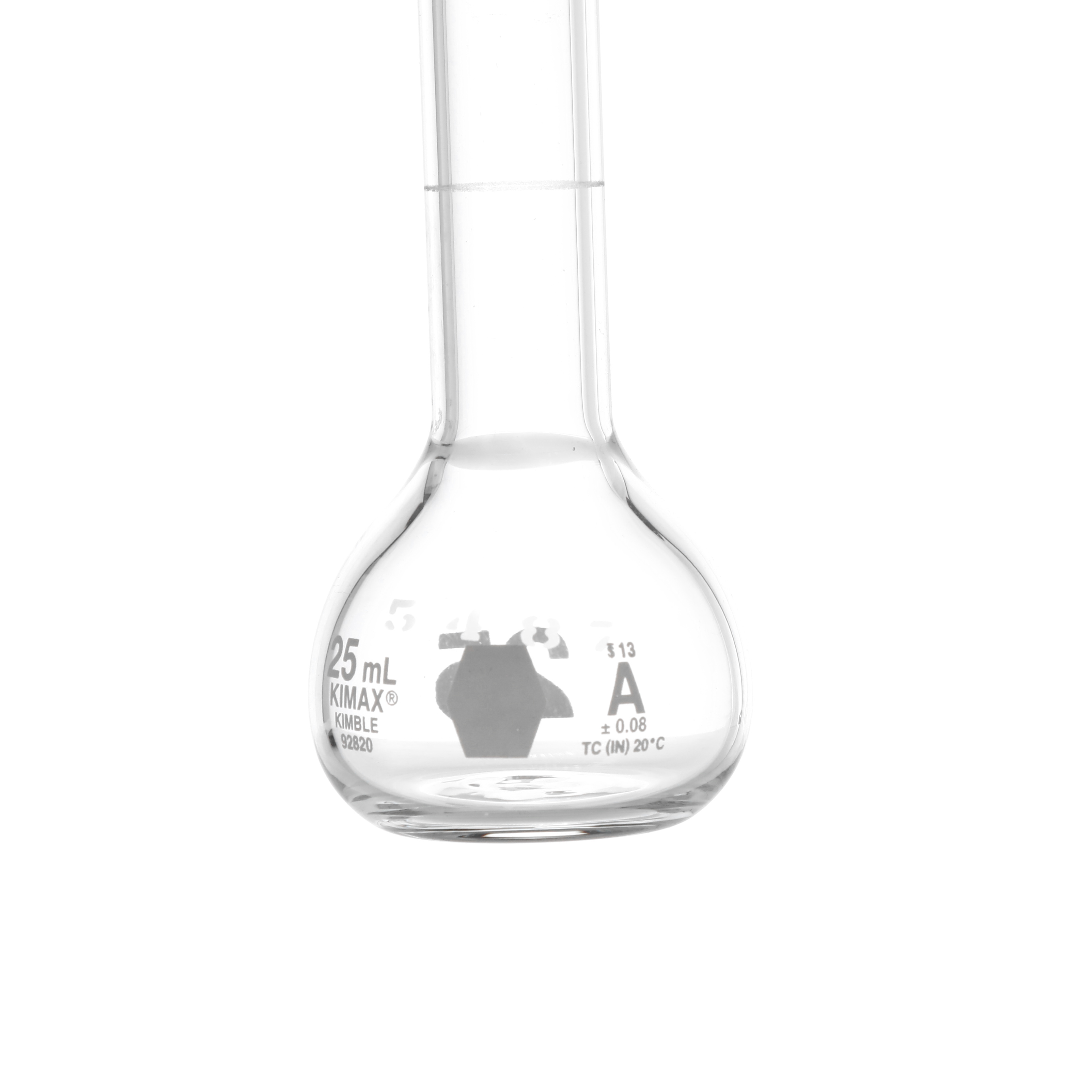 MATRAZ VOLUMETRICO DE 25 ml CLASE A ASTM CON CERTIFICADO. KIMAX