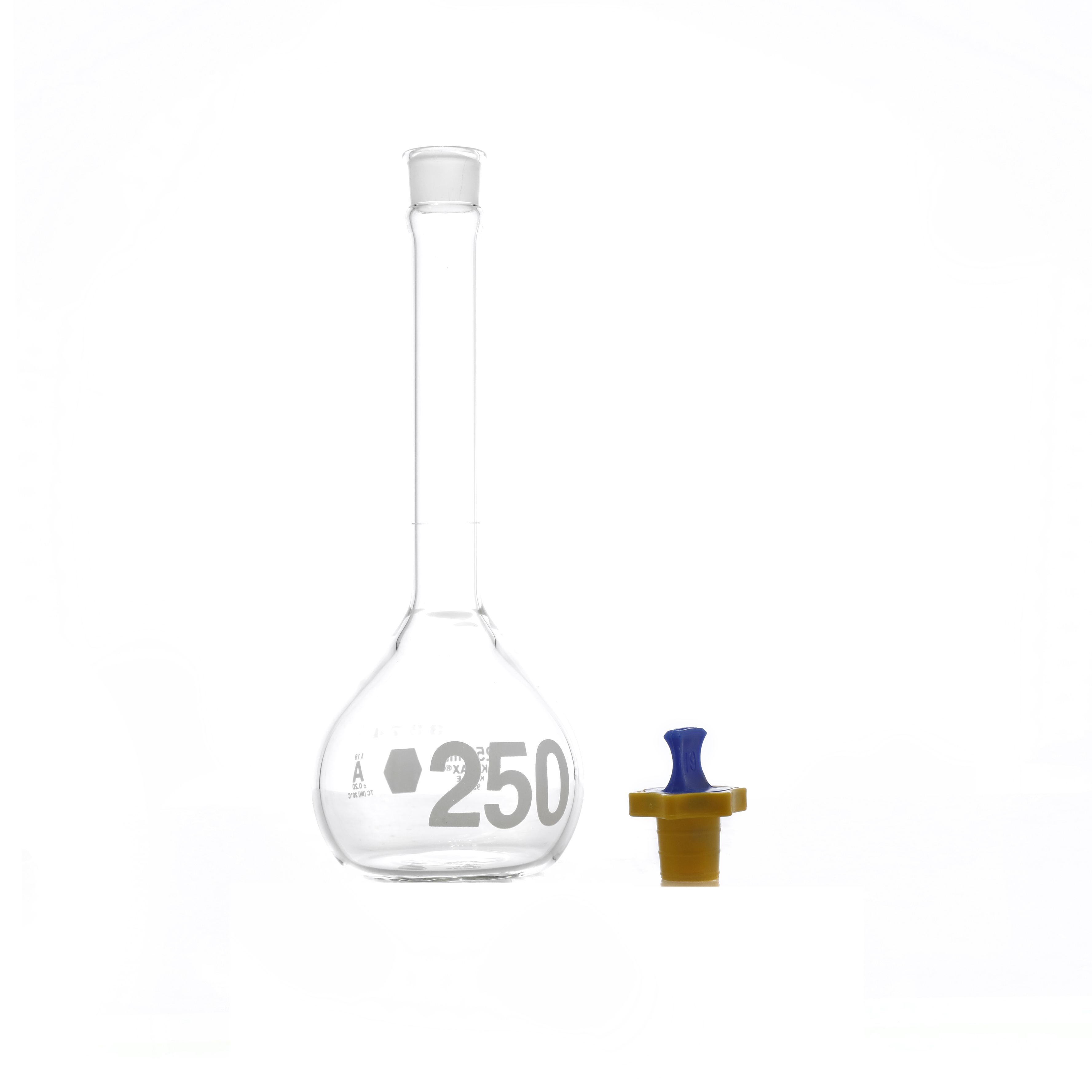 MATRAZ VOLUMETRICO DE 250 ml CLASE A ASTM CON CERTIFICADO. KIMAX