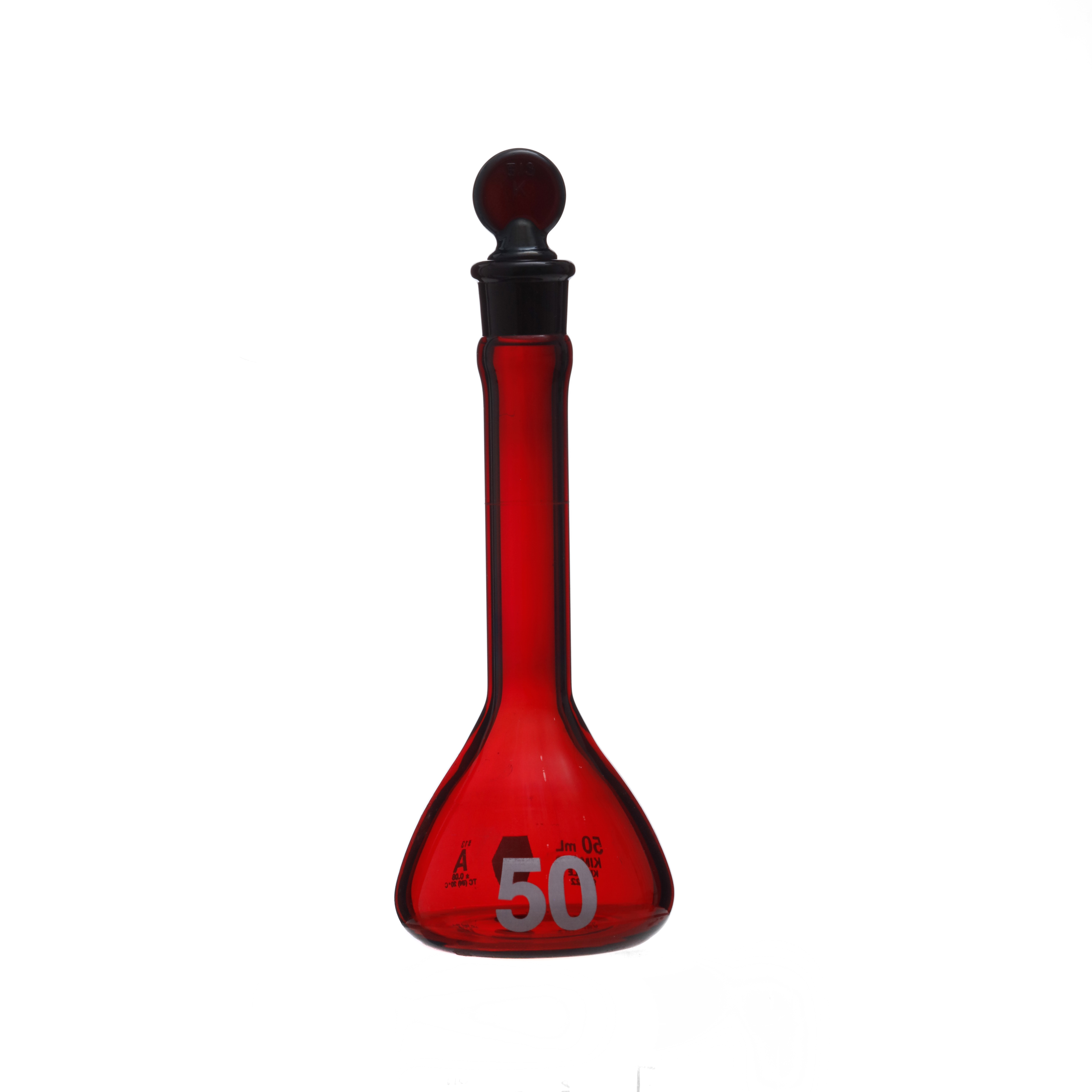 MATRAZ VOLUMÉTRICO DE 50ml CLASE A ASTM ACTÍNICO. BOCA ANCHA. VIDRIO KIMAX