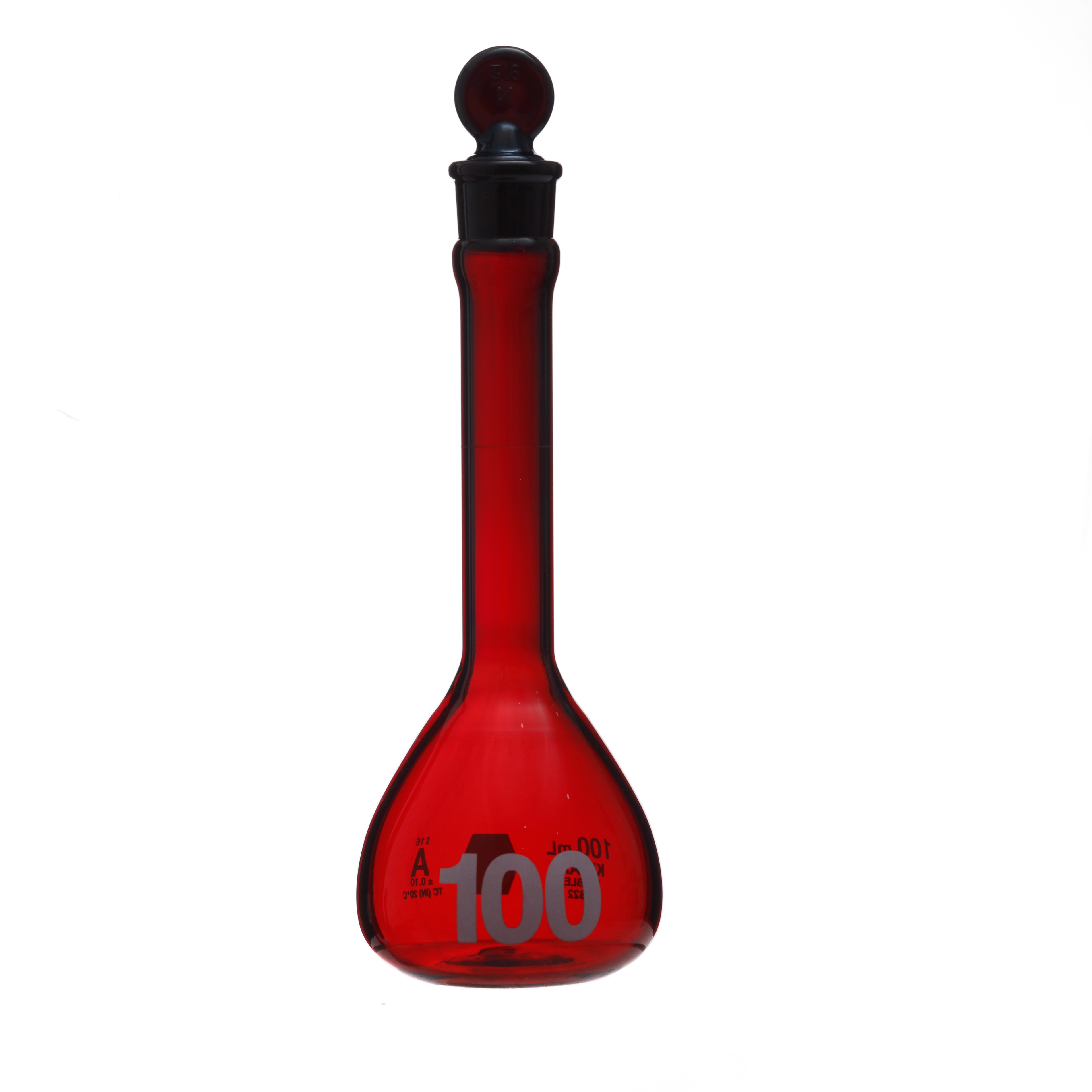 MATRAZ VOLUMÉTRICO DE 100ml CLASE A ASTM ACTÍNICO. BOCA ANCHA. KIMAX