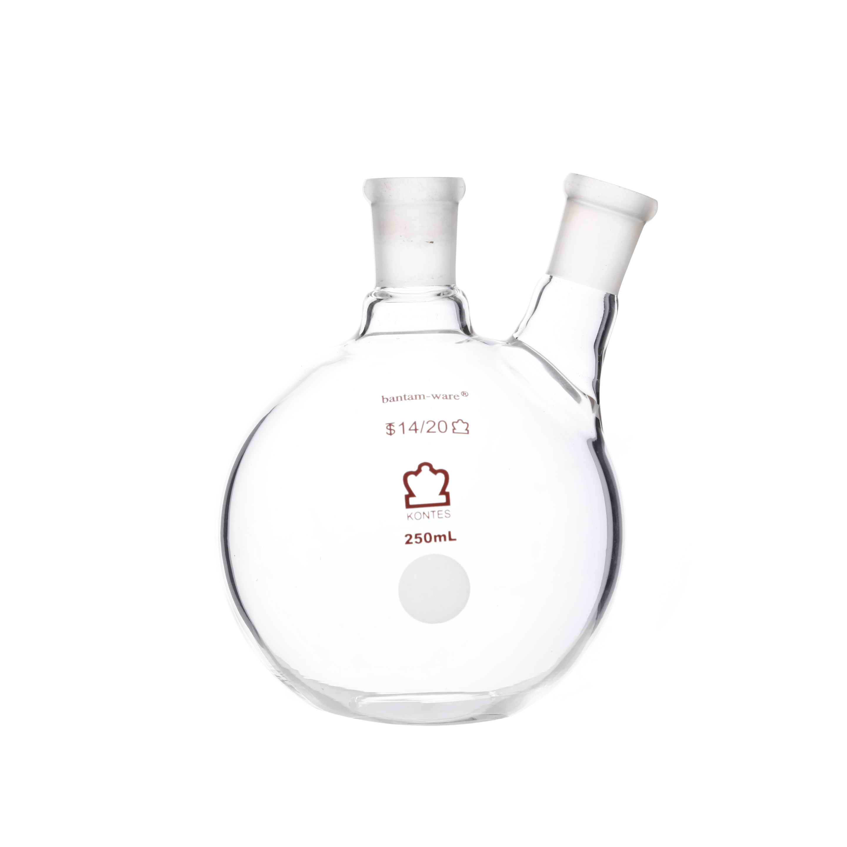 MATRAZ DE DESTILACIÓN DE 250ml CON DOS BOCAS EN ÁNGULO. KIMAX