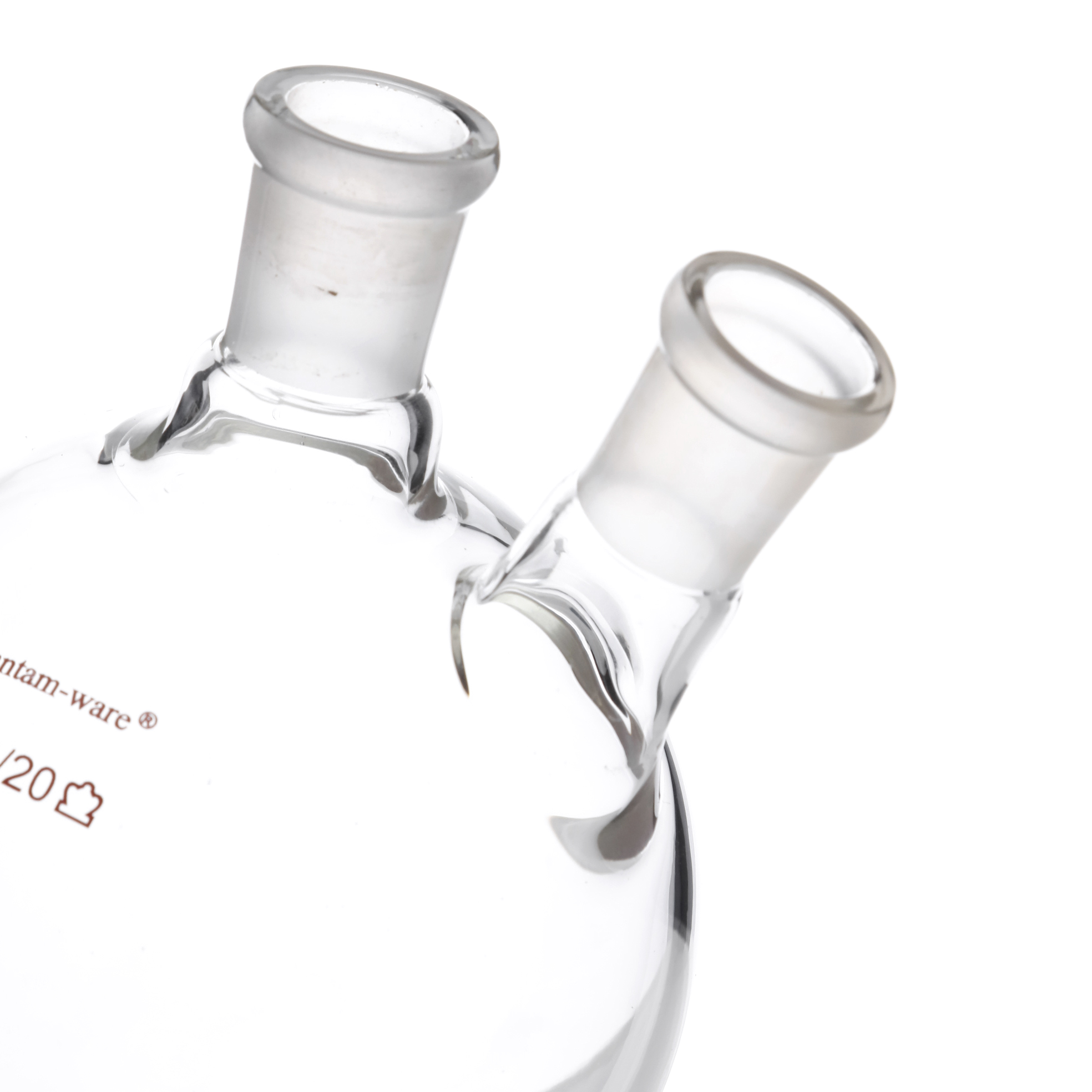MATRAZ DE DESTILACIÓN DE 250ml CON DOS BOCAS EN ÁNGULO. KIMAX