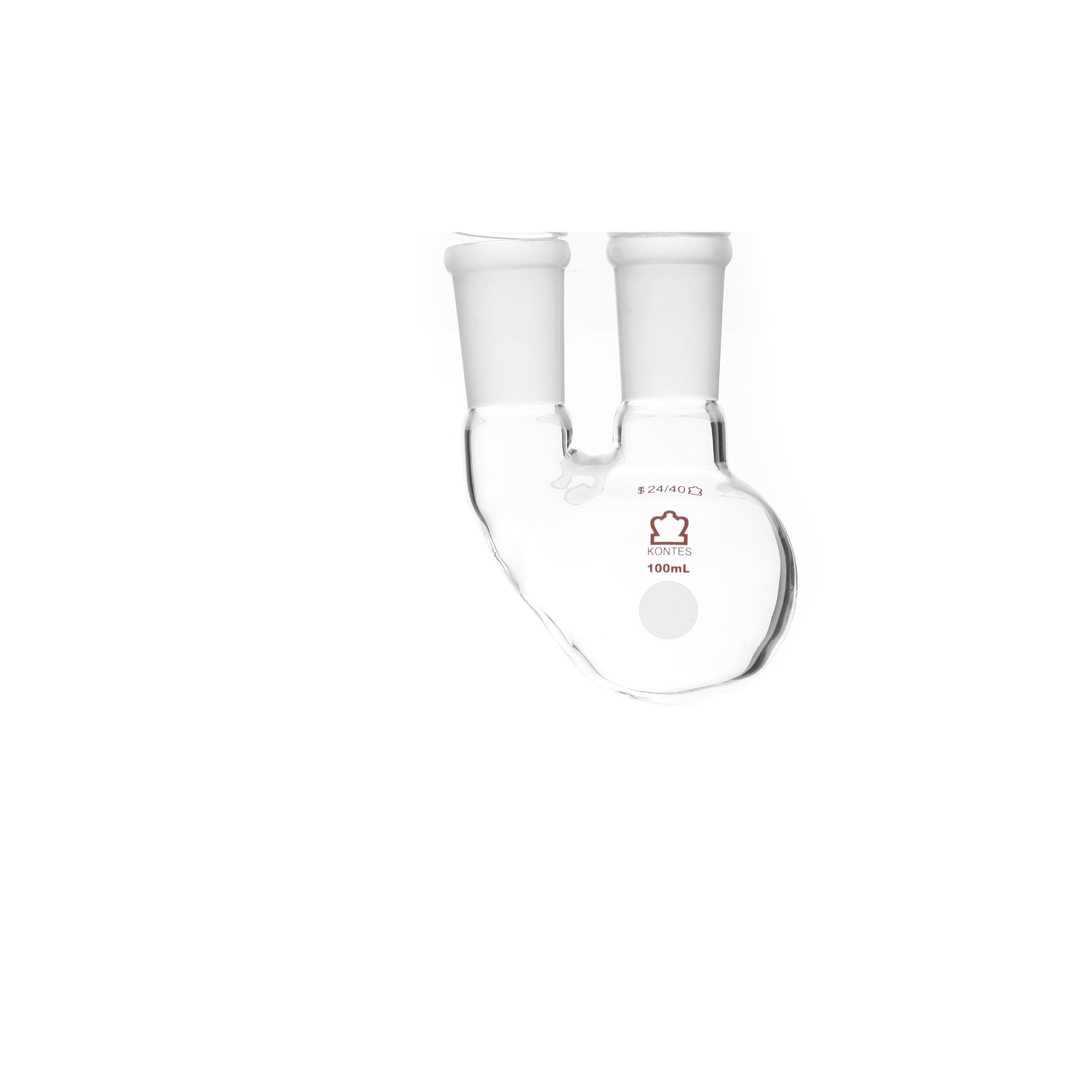 MATRAZ DE DESTILACIÓN DE 100ml CON DOS BOCAS VERTICALES. KONTES