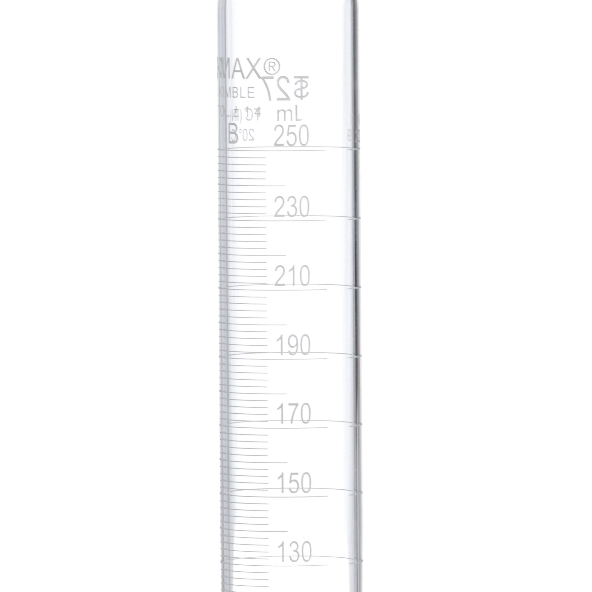 PROBETA GRADUADA DE 250ml CLASE B ASTM CON TAPÓN DE VIDRIO. KIMAX