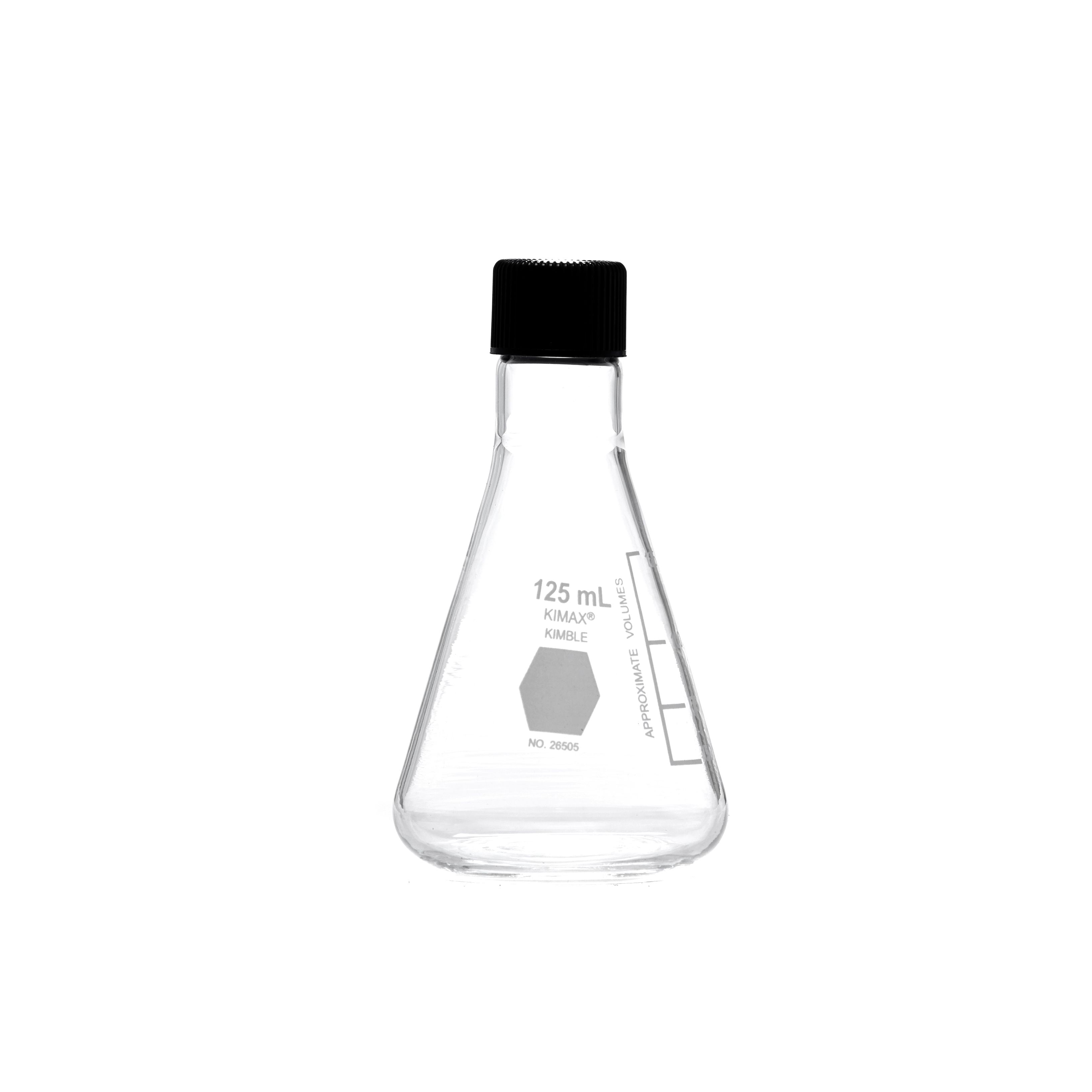 MATRAZ ERLENMEYER DE 125ml CON TAPÓN ROSCADO. KIMAX