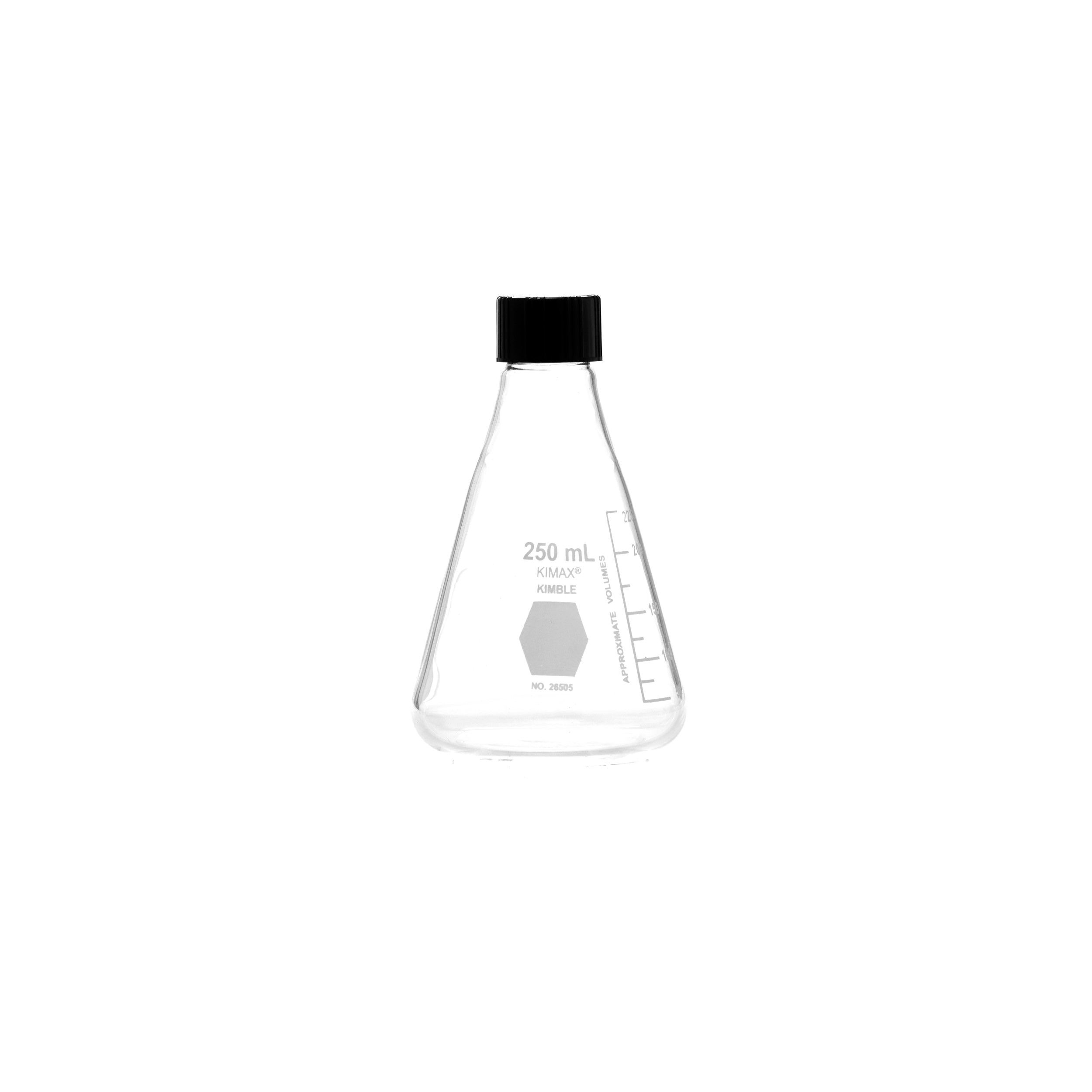 MATRAZ ERLENMEYER DE 250ml CON TAPÓN ROSCADO. KIMAX