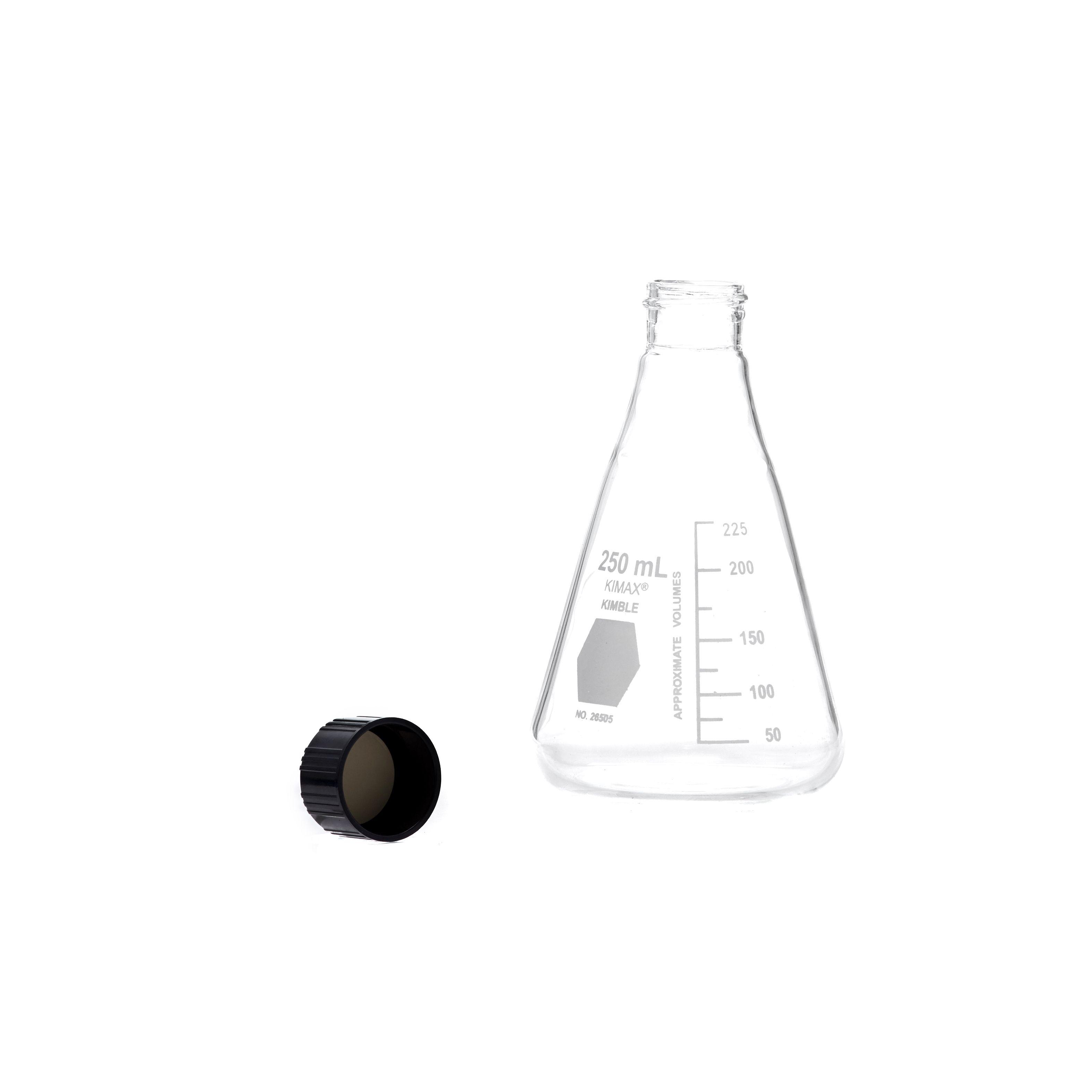 MATRAZ ERLENMEYER DE 250ml CON TAPÓN ROSCADO. KIMAX