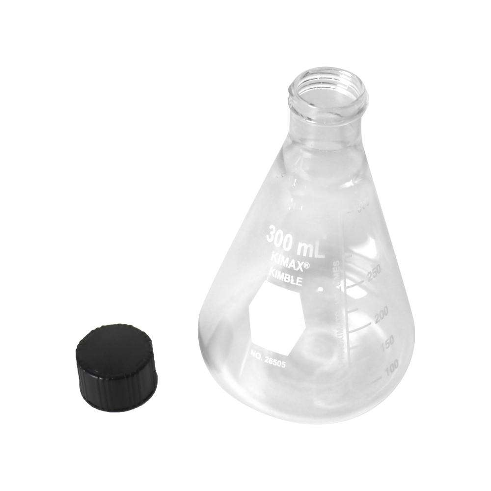 MATRAZ ERLENMEYER DE 300 ml CON TAPÓN ROSCADO. KIMAX