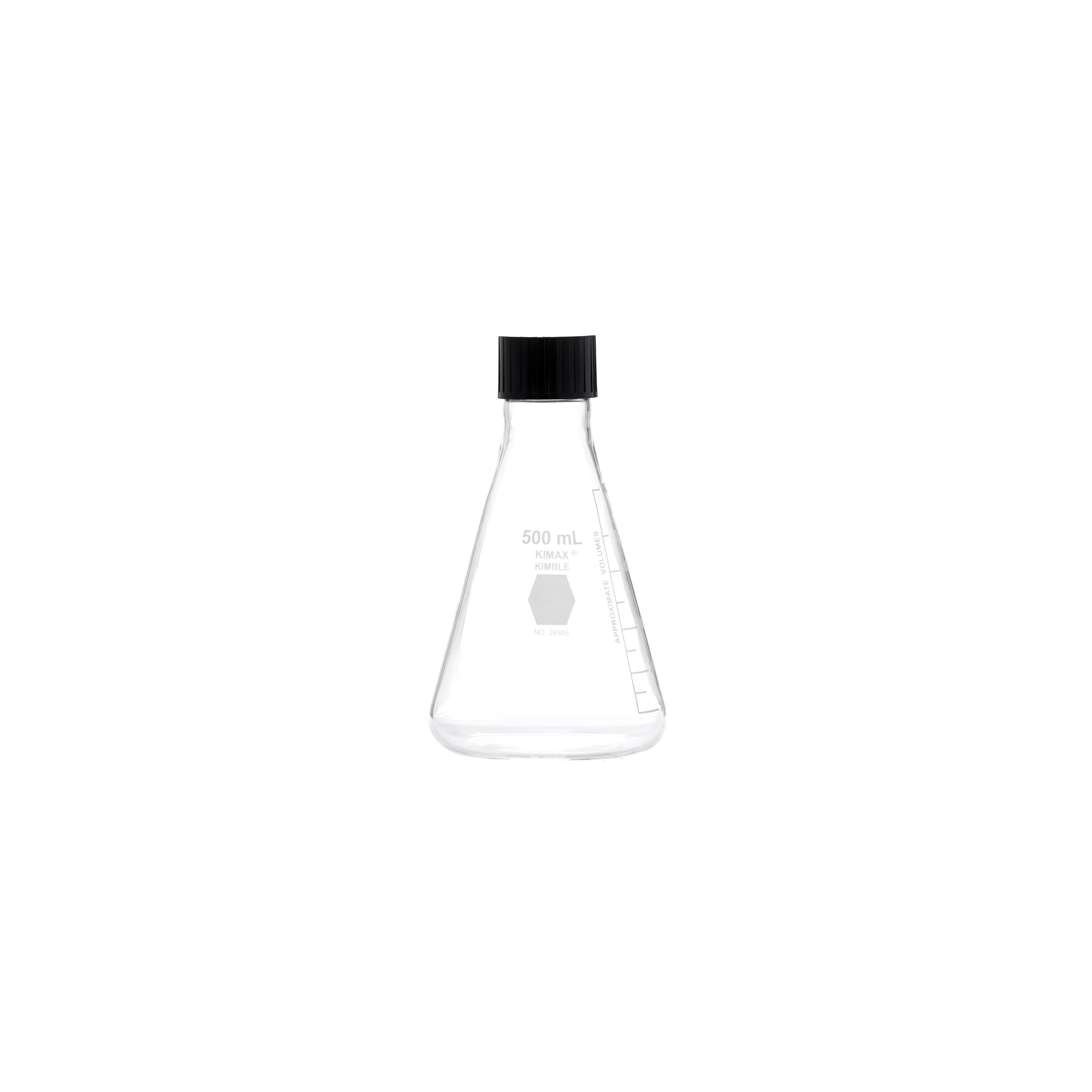 MATRAZ ERLENMEYER DE 500ml CON TAPÓN ROSCADO. KIMAX