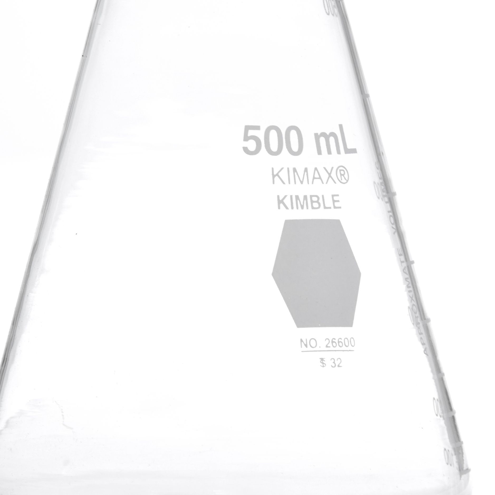 MATRAZ ERLENMEYER DE 500ml CON TAPÓN DE VIDRIO. KIMAX