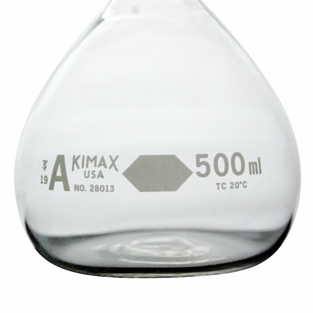 MATRAZ VOLUMÉTRICO DE 500ml CLASE A ASTM LÍNEA ROJA. KIMAX