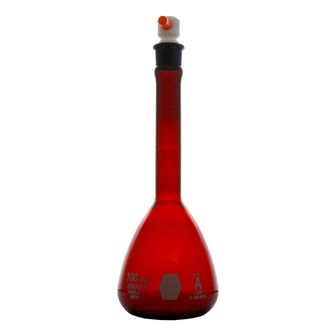 MATRAZ VOLUMÉTRICO DE 100ml CLASE A ASTM ACTÍNICO. KIMAX