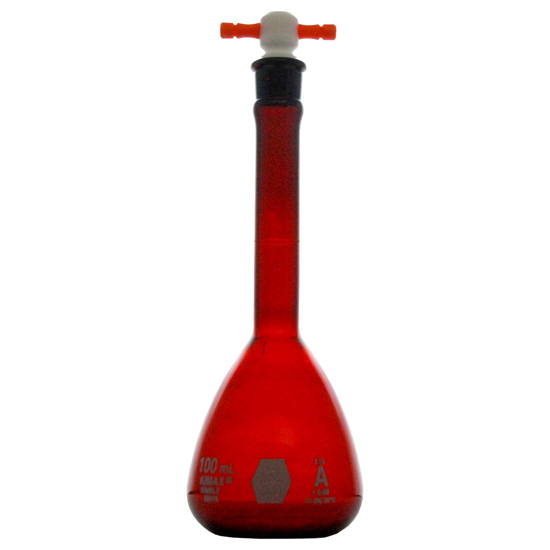 MATRAZ VOLUMÉTRICO DE 100ml CLASE A ASTM ACTÍNICO. KIMAX