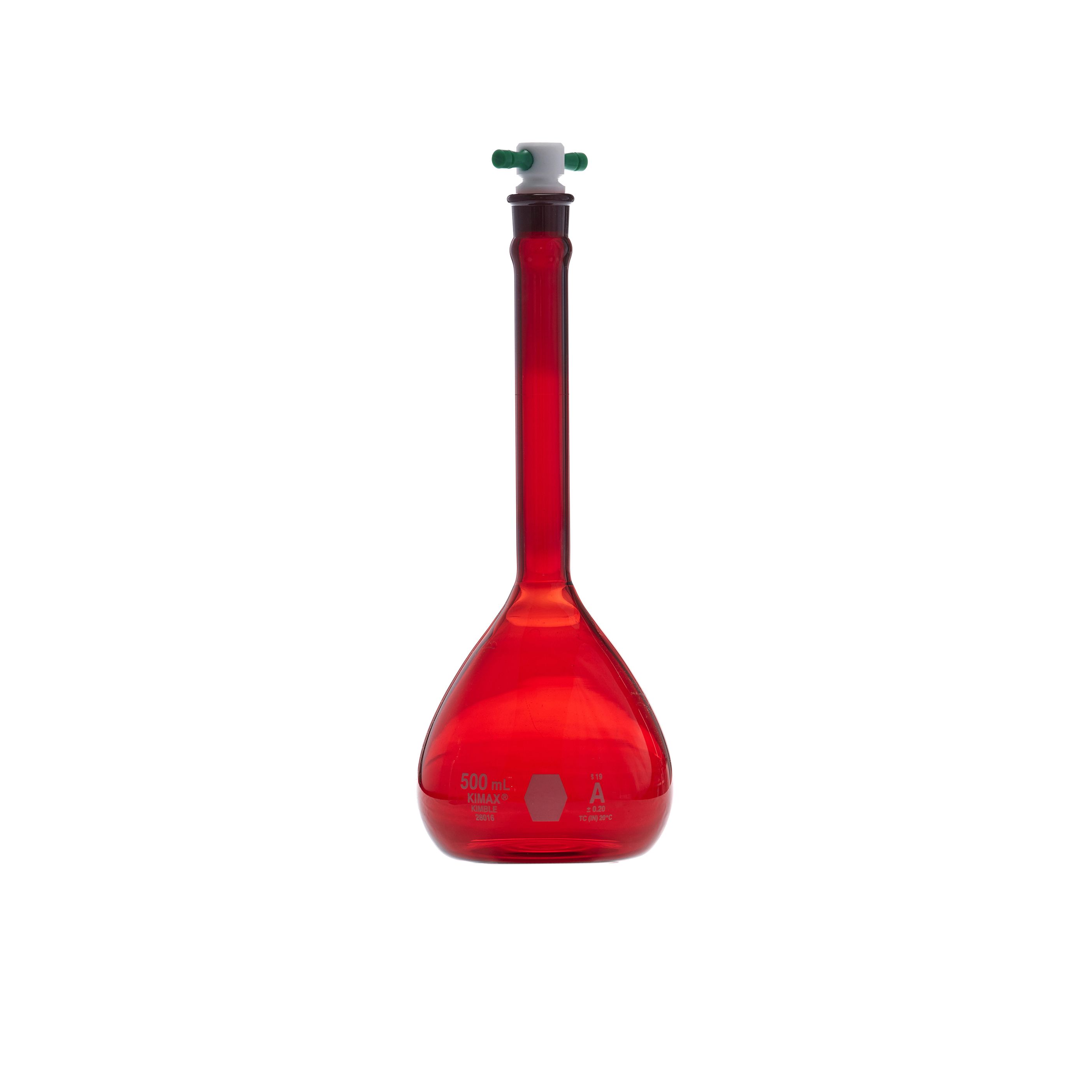 MATRAZ VOLUMÉTRICO DE 500ml CLASE A ASTM ACTÍNICO. KIMAX