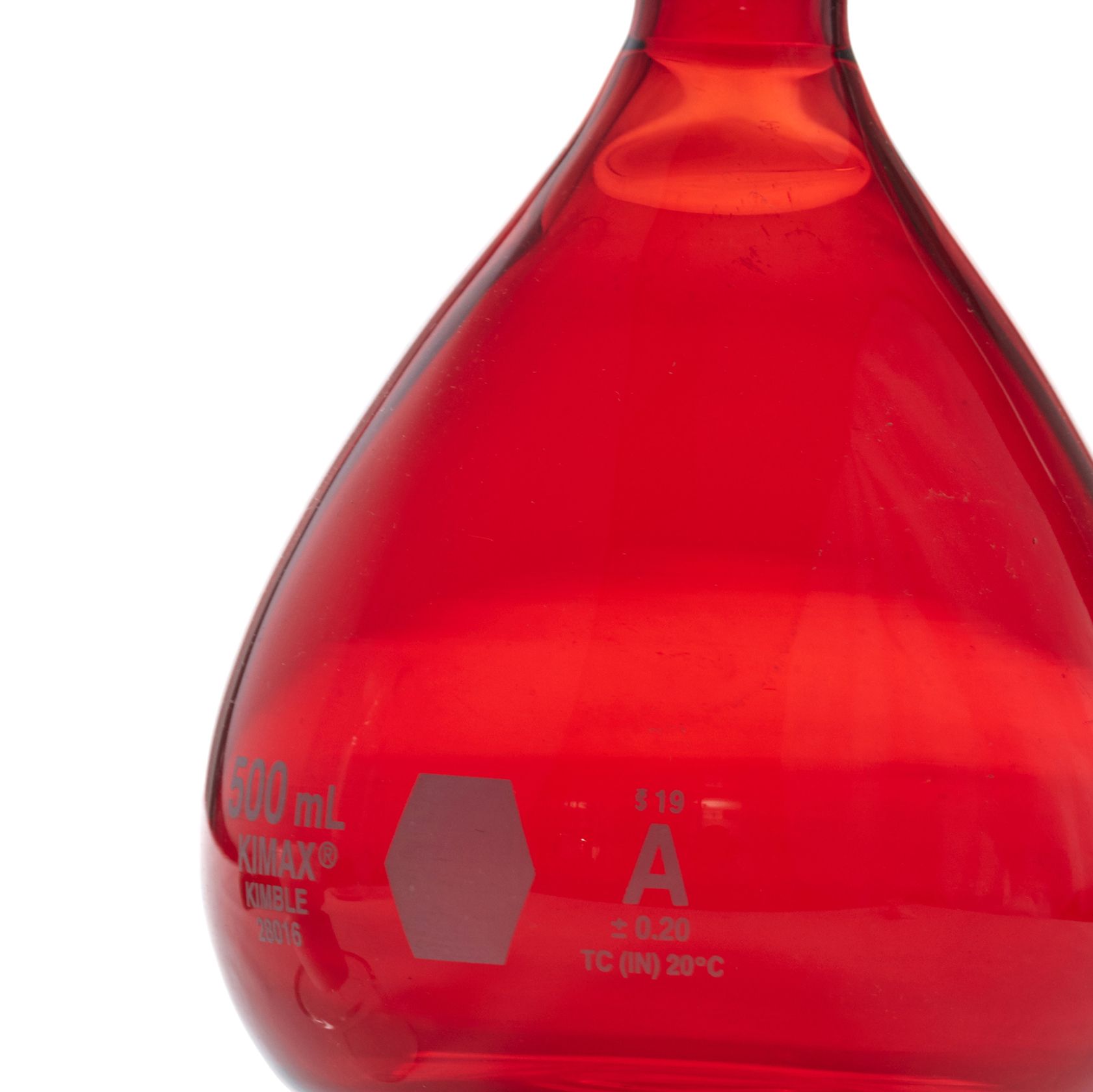 MATRAZ VOLUMÉTRICO DE 500ml CLASE A ASTM ACTÍNICO. KIMAX