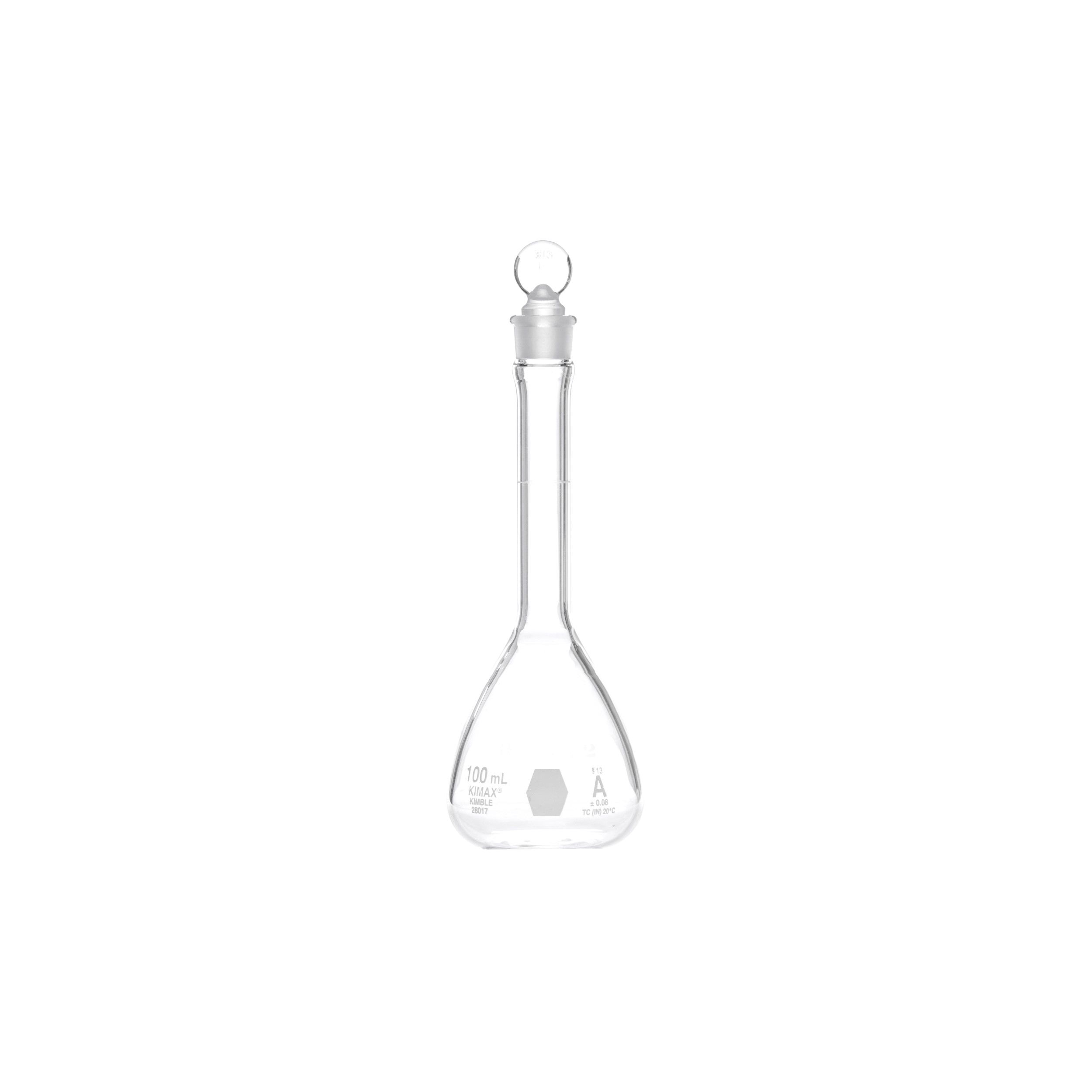 MATRAZ VOLUMÉTRICO DE 100ml CLASE A ASTM CON CERTIFICADO. KIMAX