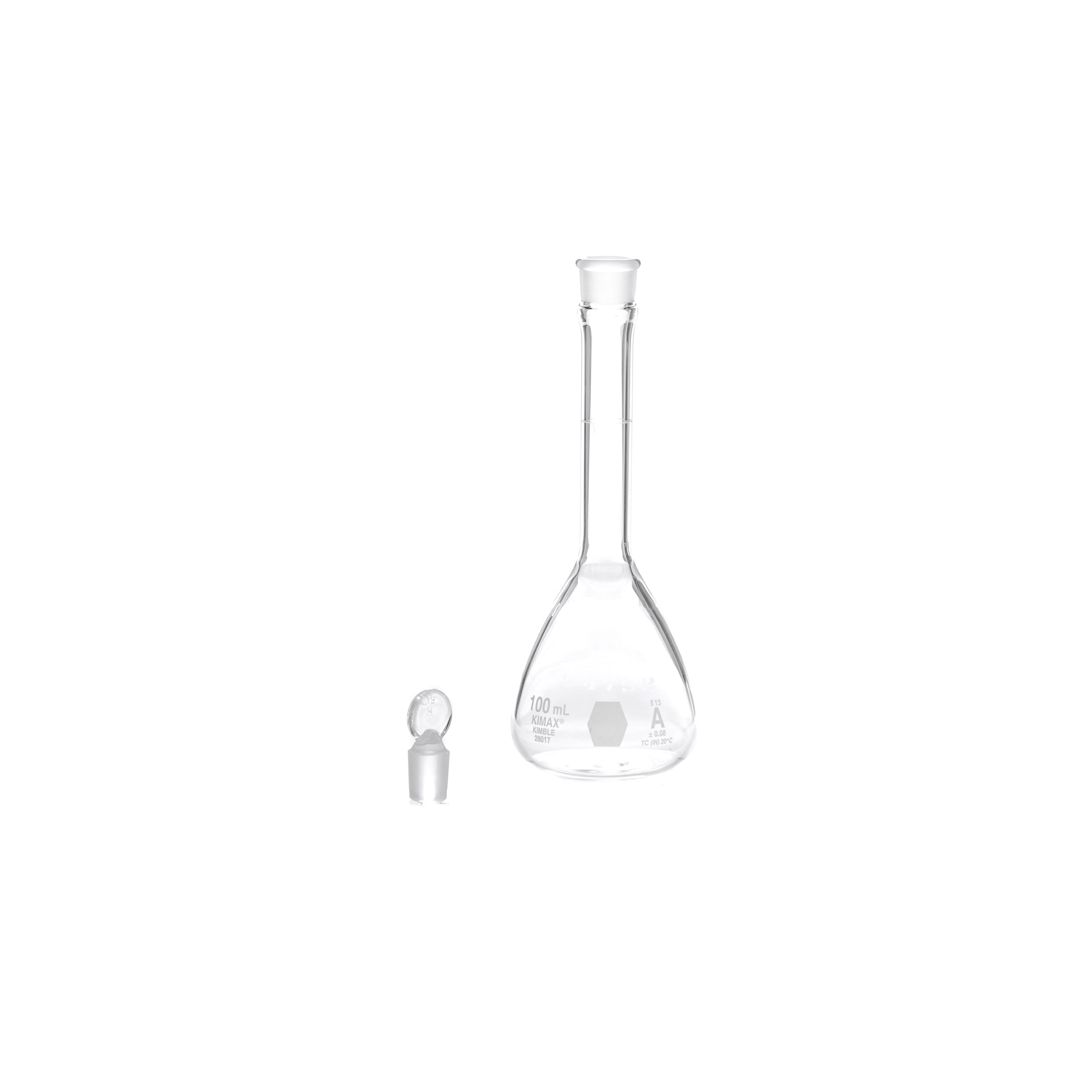 MATRAZ VOLUMÉTRICO DE 100ml CLASE A ASTM CON CERTIFICADO. KIMAX