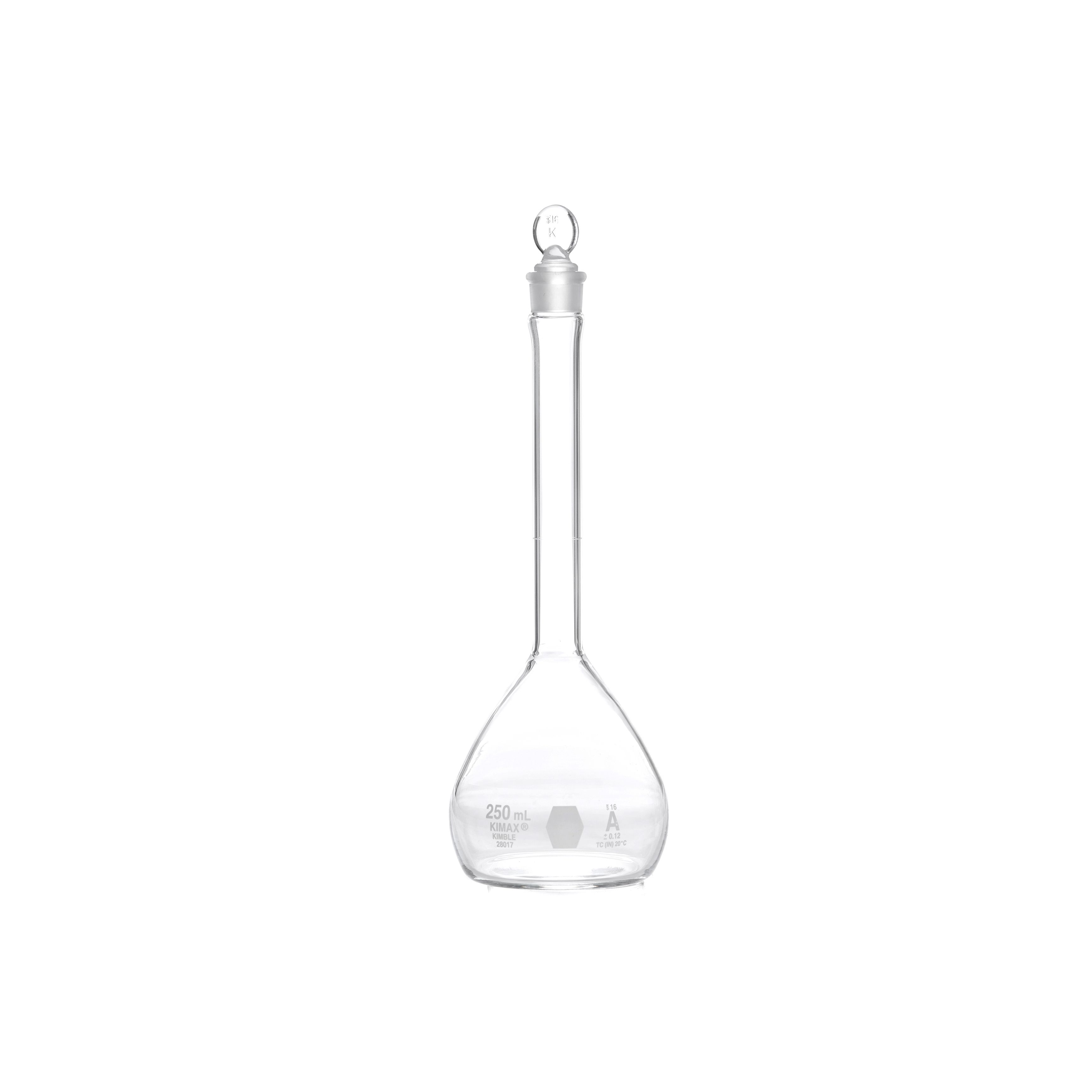 MATRAZ VOLUMÉTRICO DE 250ml CLASE A ASTM CON CERTIFICADO. KIMAX