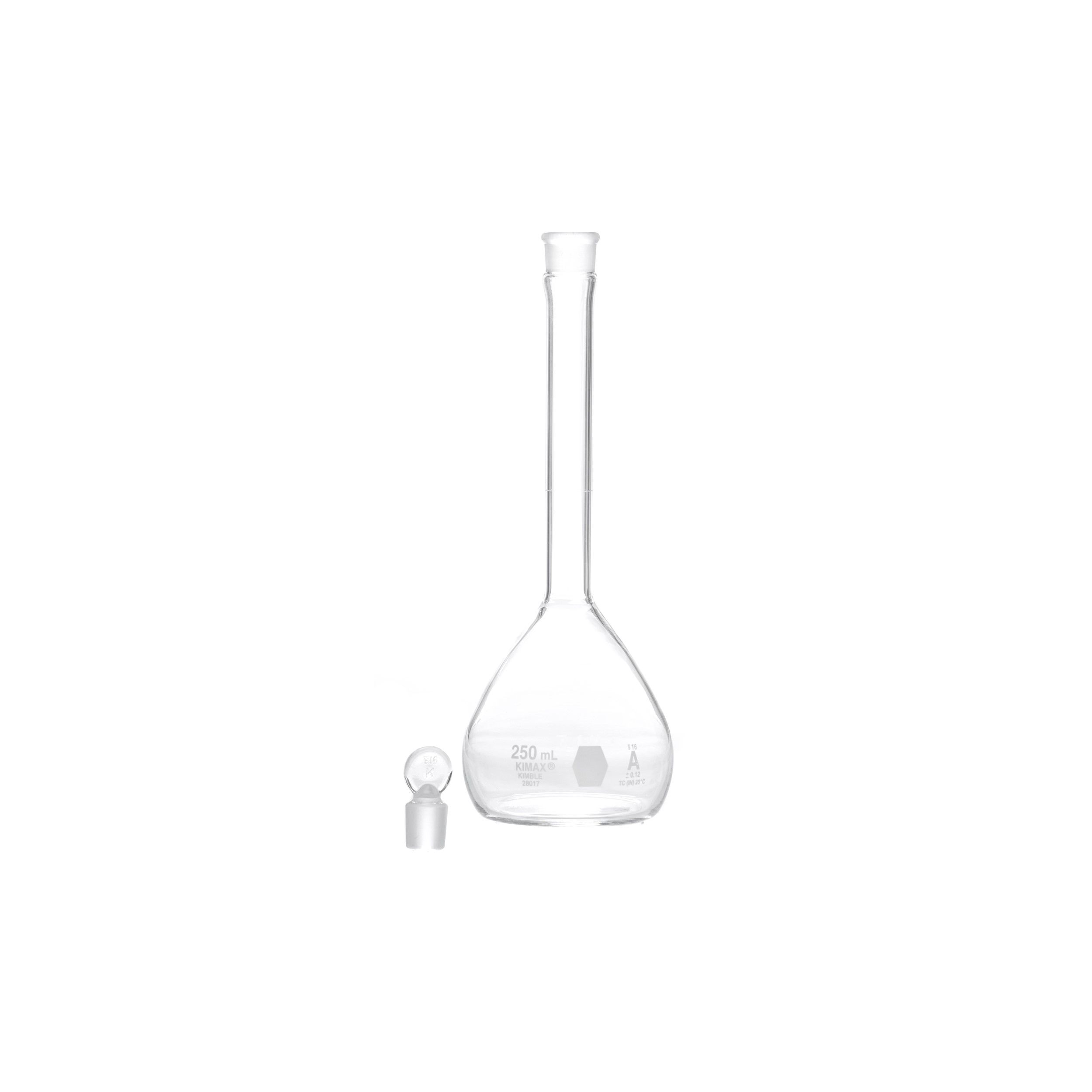 MATRAZ VOLUMÉTRICO DE 250ml CLASE A ASTM CON CERTIFICADO. KIMAX