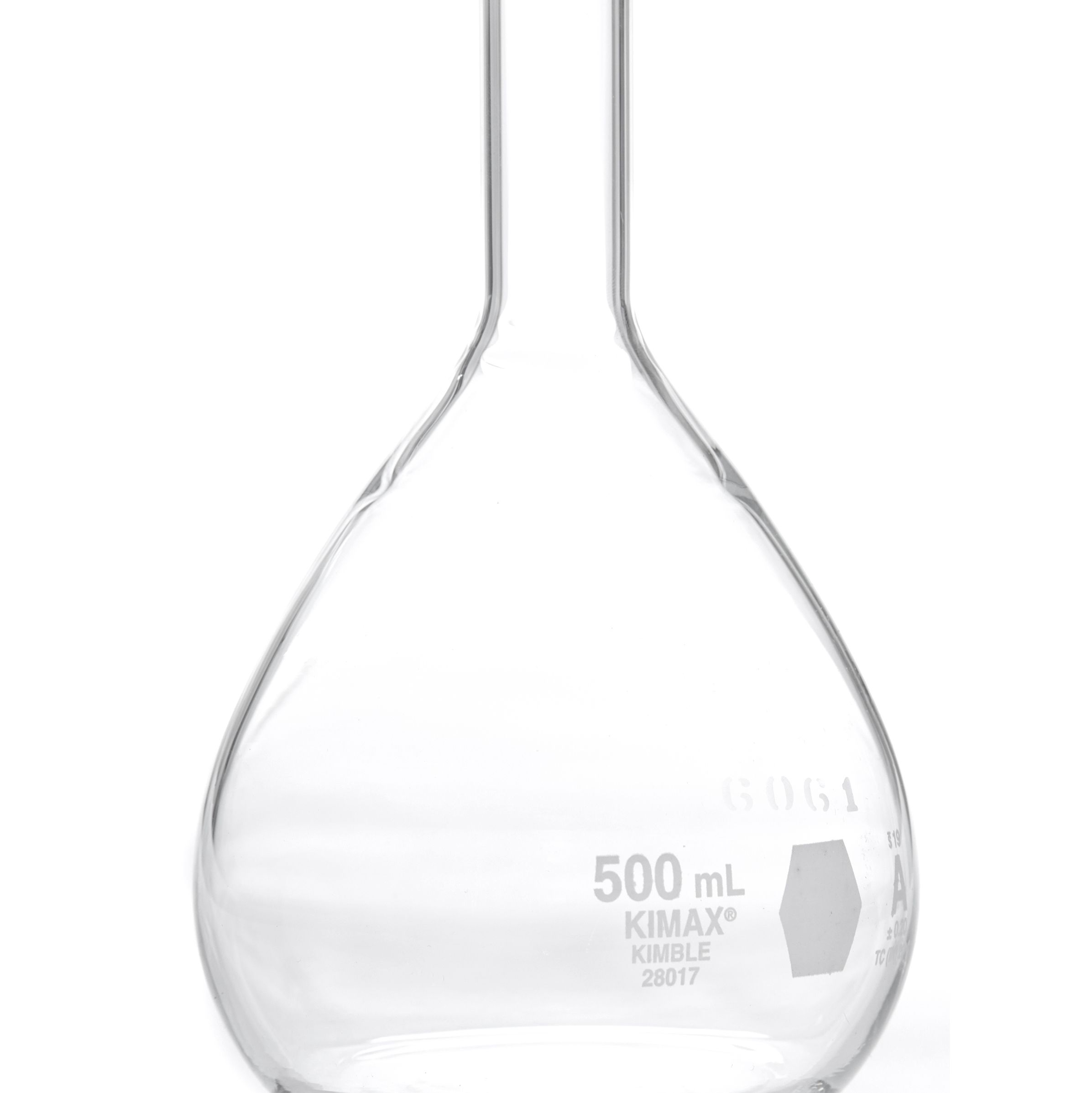 MATRAZ VOLUMÉTRICO DE 500ml CLASE A ASTM CON CERTIFICADO. KIMAX