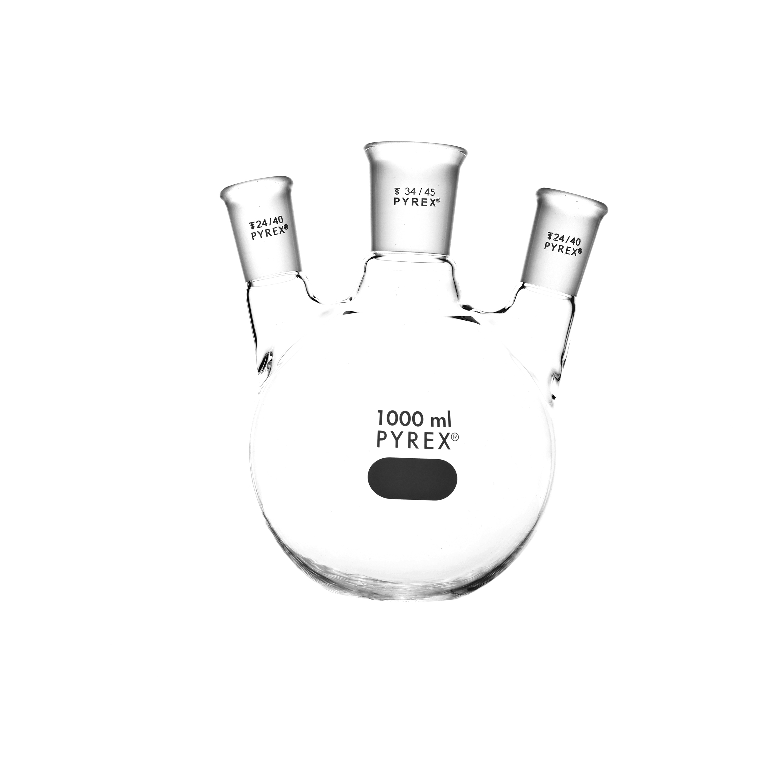 MATRAZ DE DESTILACIÓN DE 1L CON TRES BOCAS EN ÁNGULO. PYREX