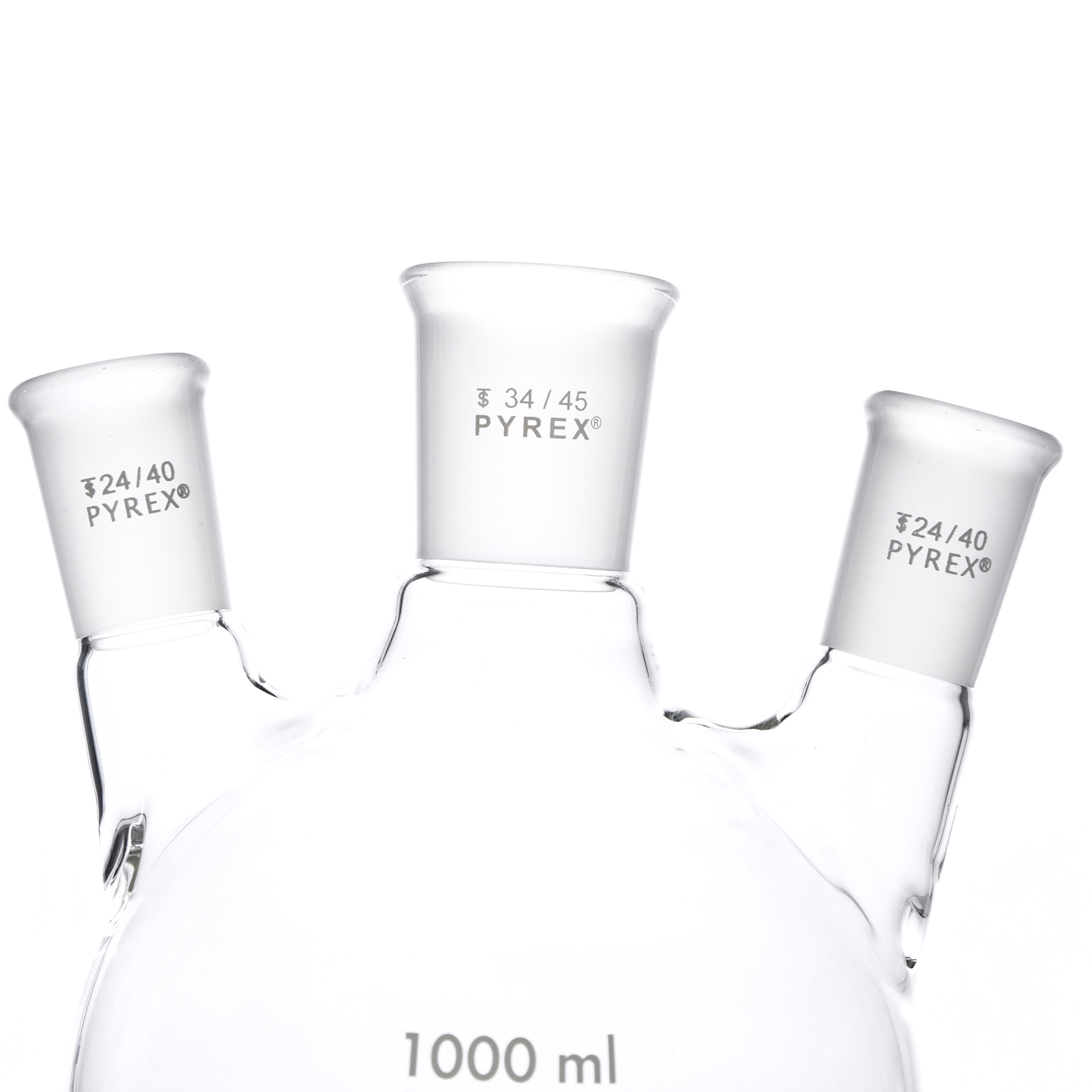 MATRAZ DE DESTILACIÓN DE 1L CON TRES BOCAS EN ÁNGULO. PYREX