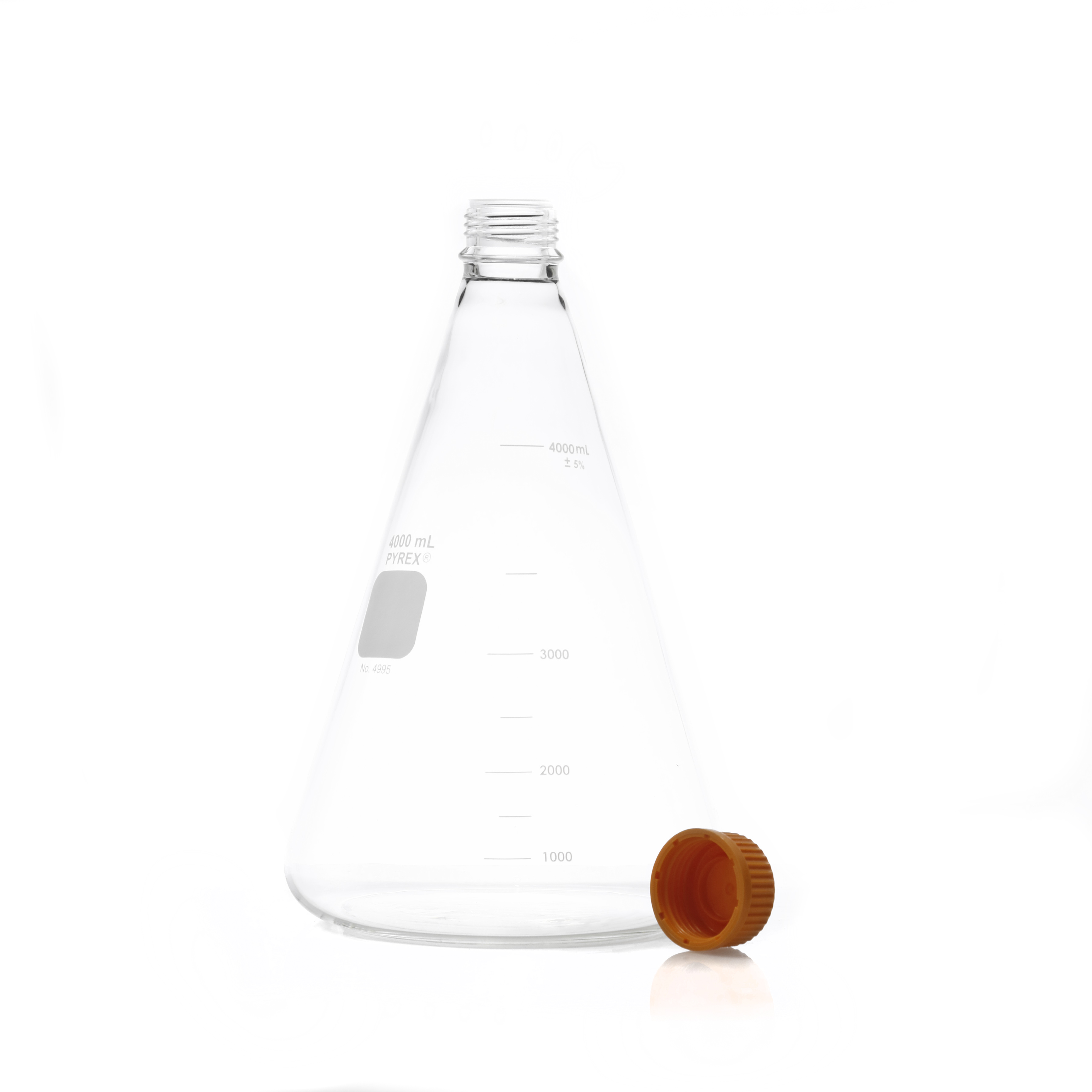 MATRAZ ERLENMEYER DE 4000ml CON TAPÓN ROSCADO. PYREX