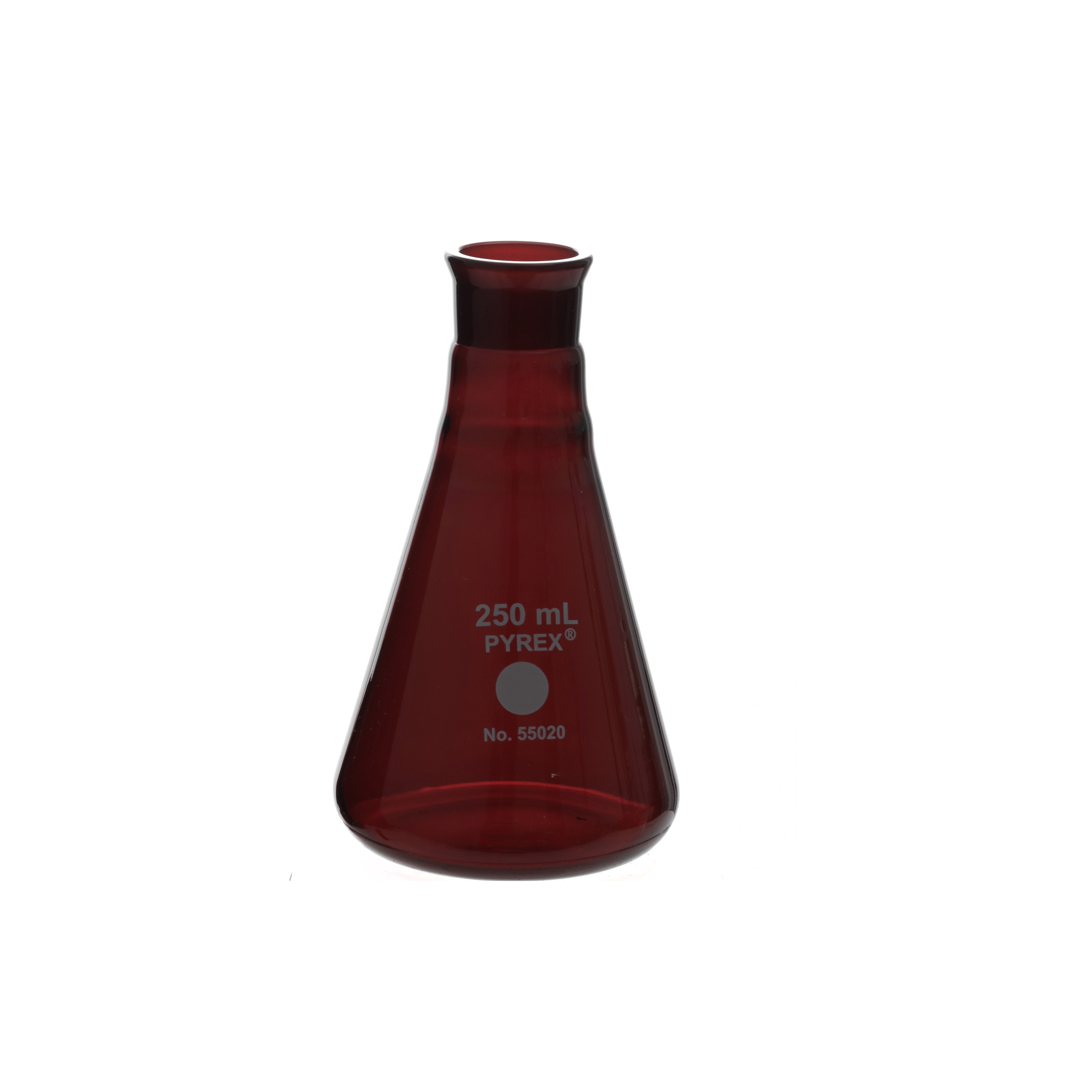 MATRAZ ERLENMEYER DE 250ml ACTÍNICO CON TAPÓN DE VIDRIO. PYREX