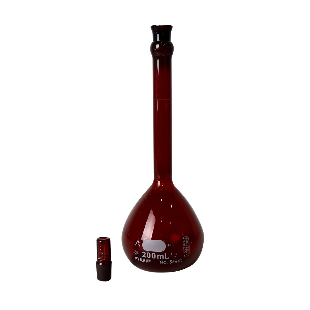 MATRAZ VOLUMÉTRICO DE 200 ml CLASE A ASTM ACTÍNICO. PYREX