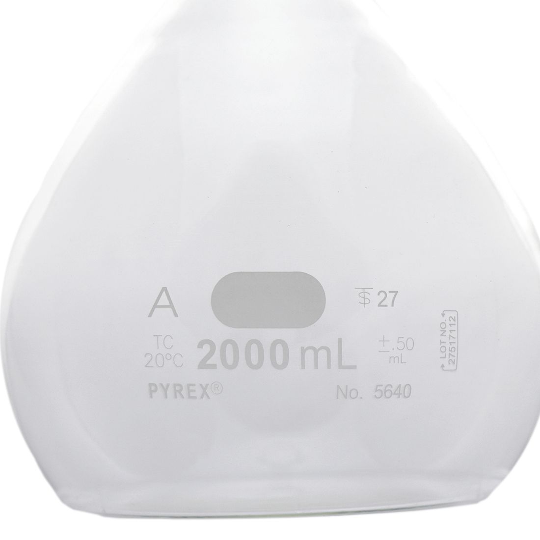 MATRAZ VOLUMÉTRICO DE 2L CLASE A ASTM. PYREX