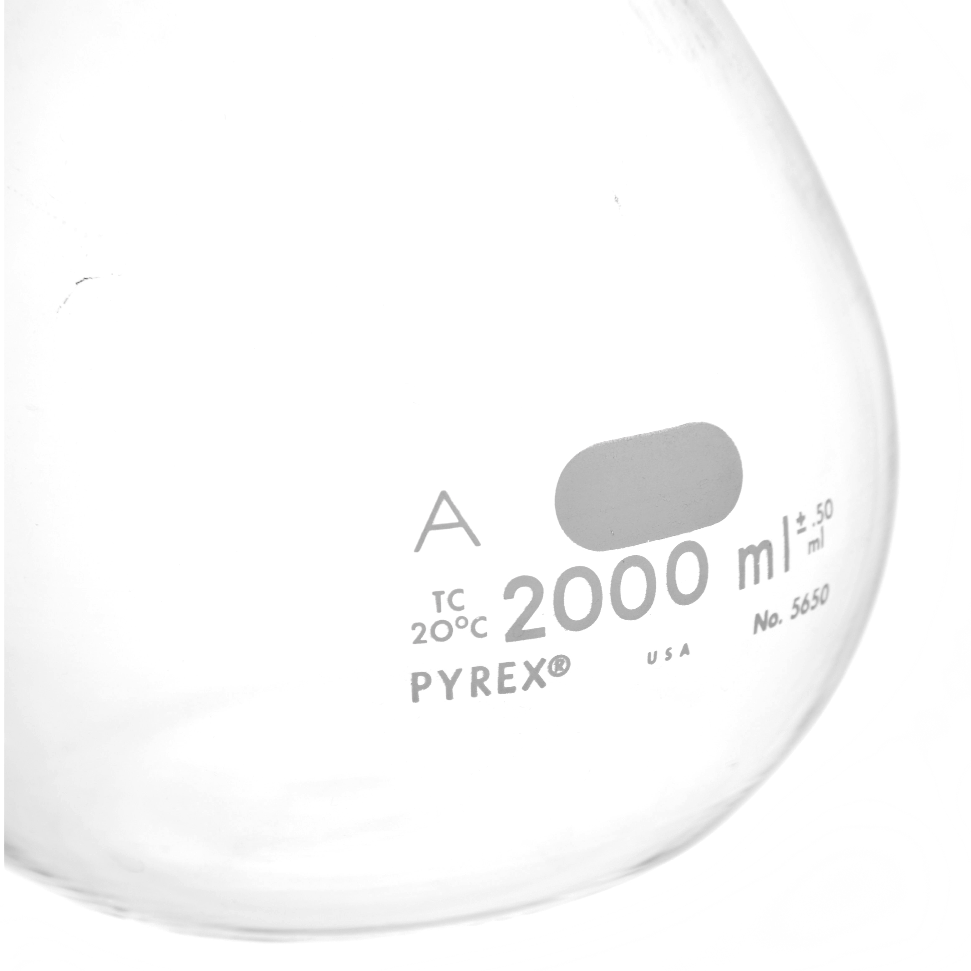 MATRAZ VOLUMÉTRICO DE 2L CLASE A ASTM. CON TAPÓN ROSCADO. PYREX