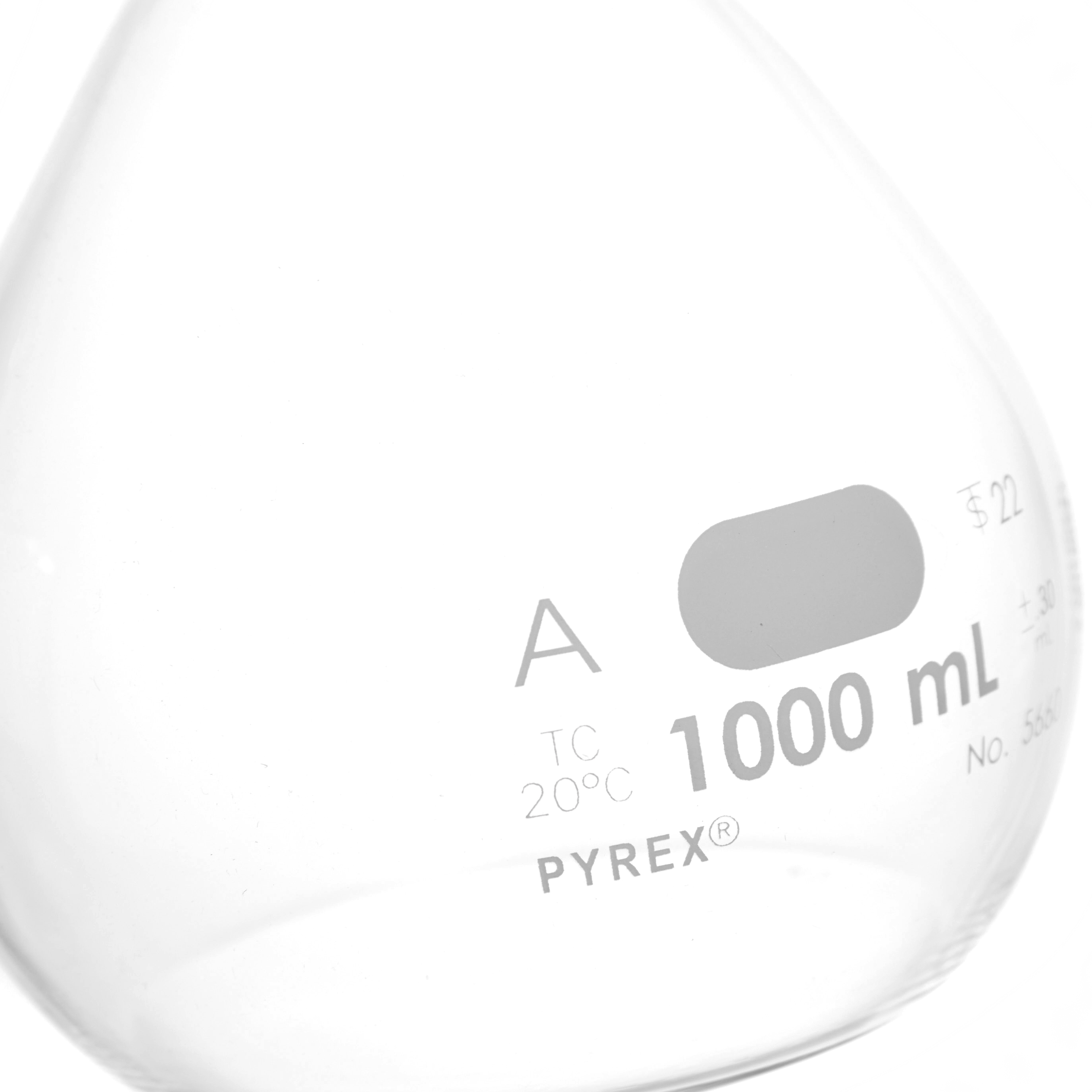 MATRAZ VOLUMÉTRICO DE 1L CLASE A ASTM LÍNEA ROJA. PYREX