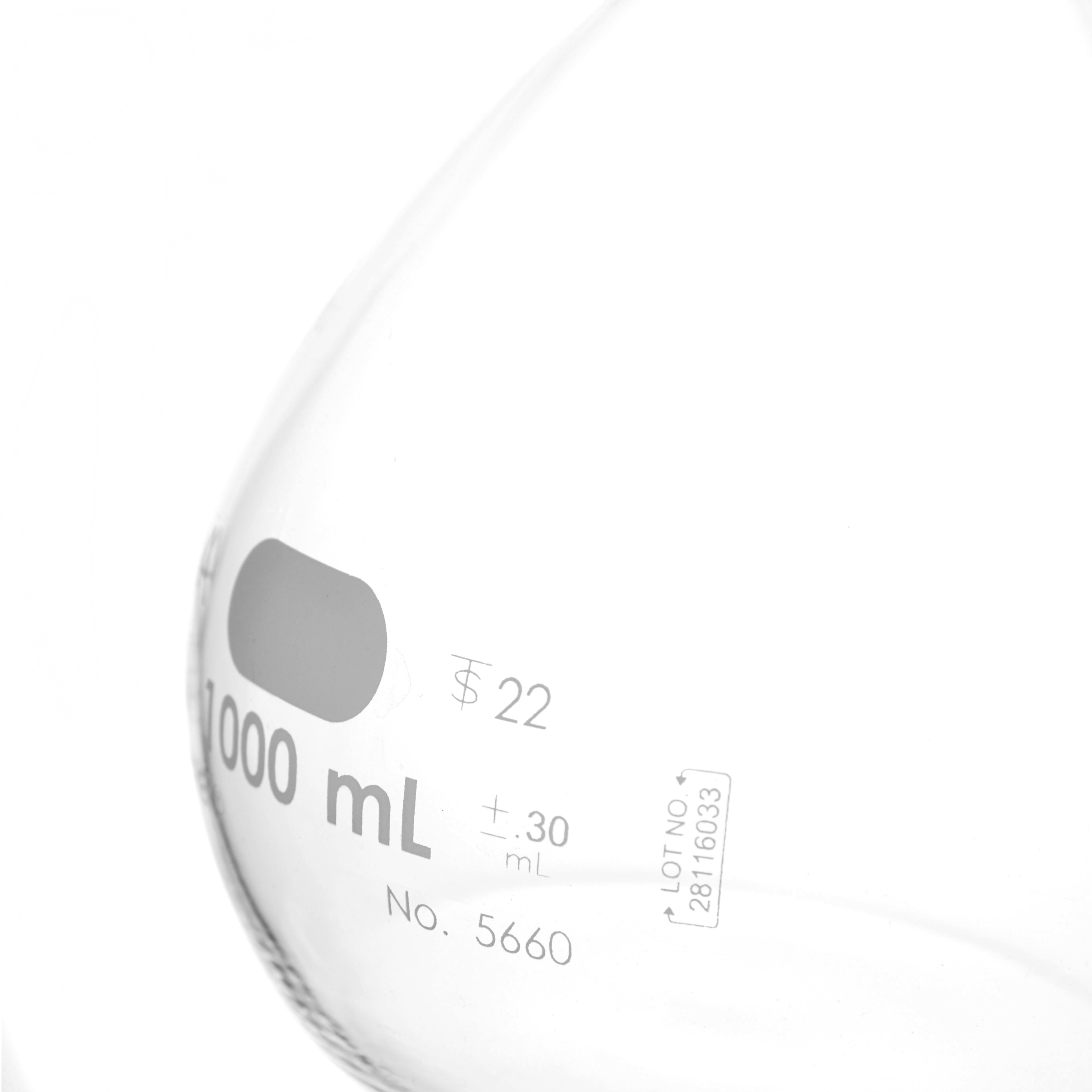 MATRAZ VOLUMÉTRICO DE 1L CLASE A ASTM LÍNEA ROJA. PYREX
