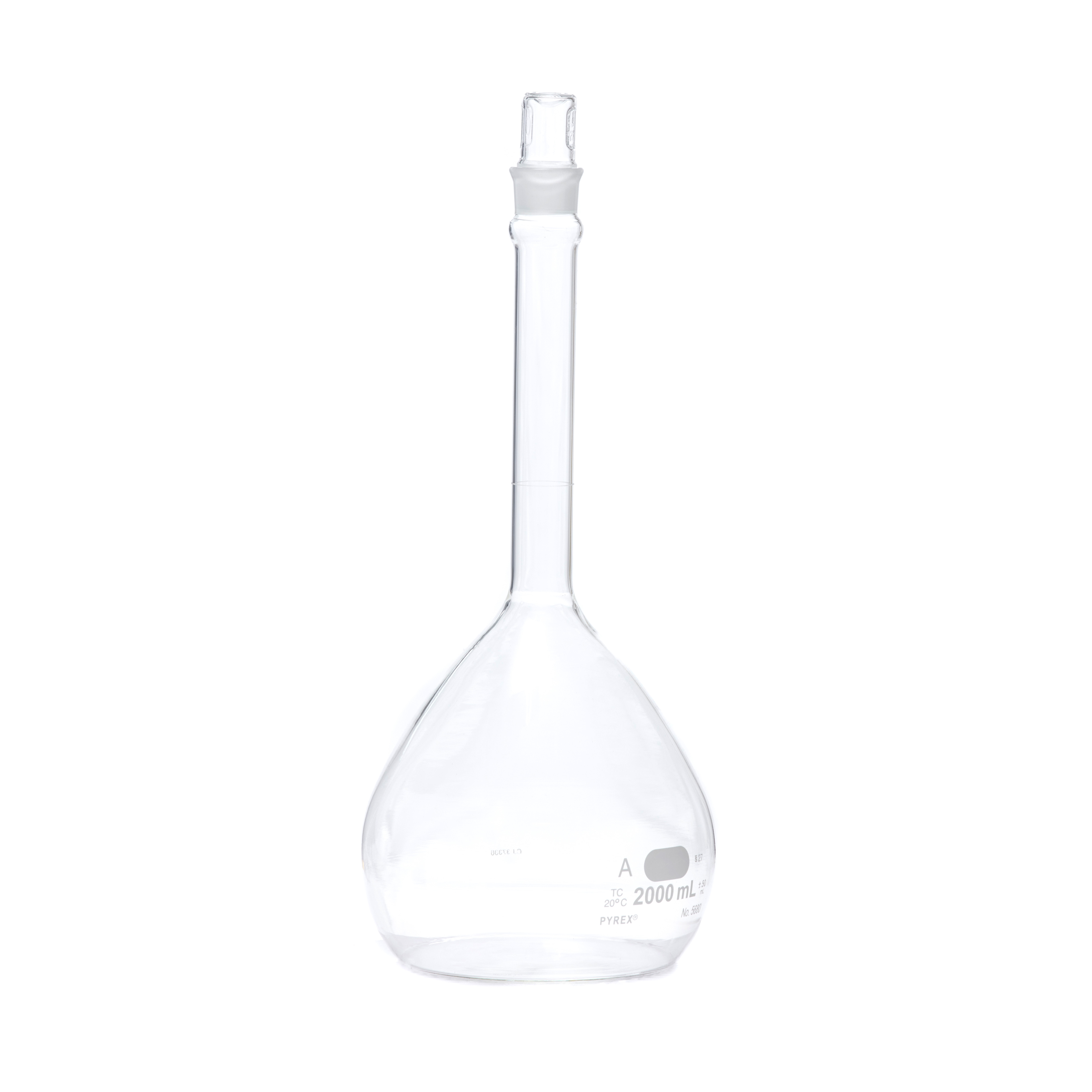 MATRAZ VOLUMÉTRICO DE 2L CLASE A ASTM CON CERTIFICADO. PYREX