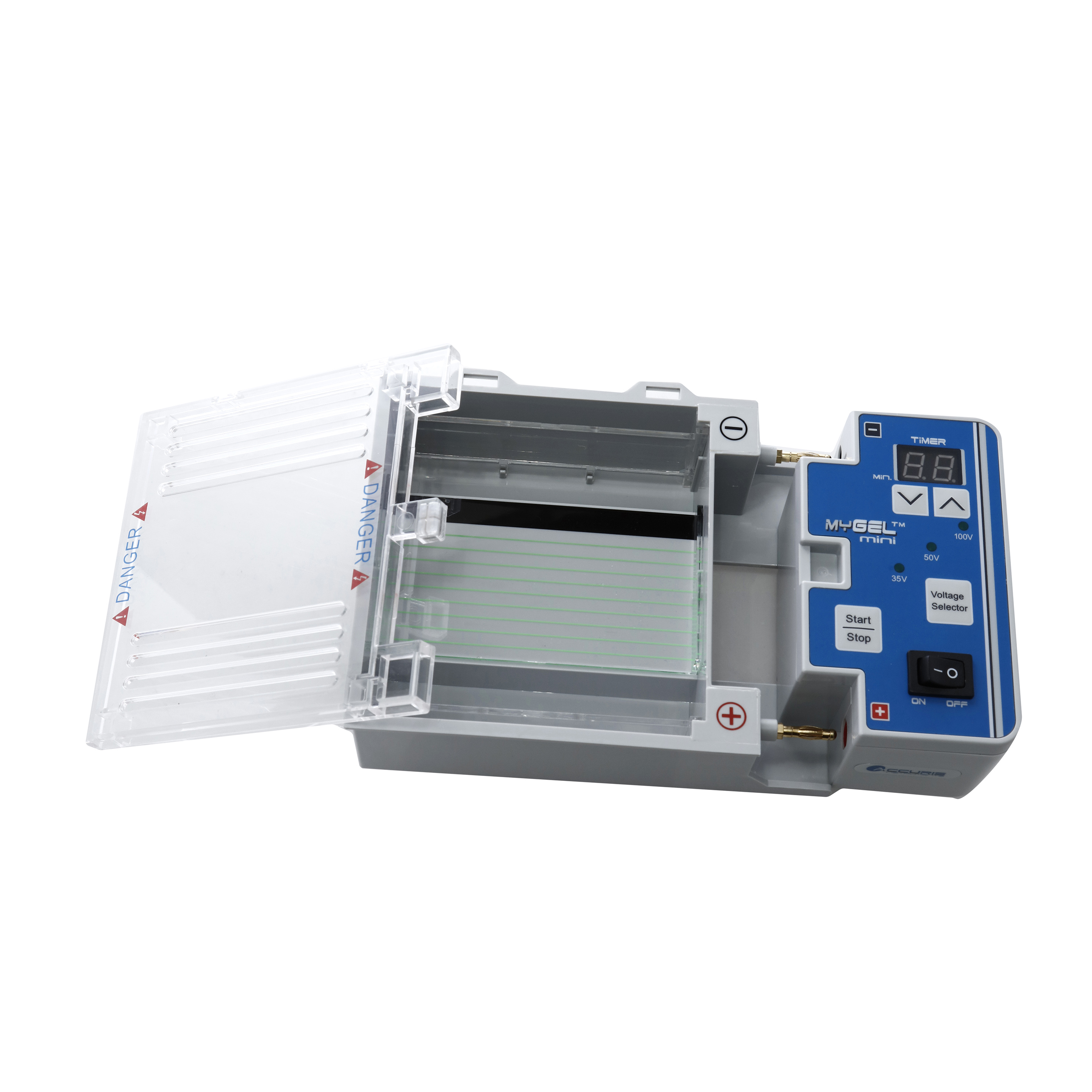 CÁMARA DE ELECTROFORESIS CON FUENTE DE PODER. ACCURIS