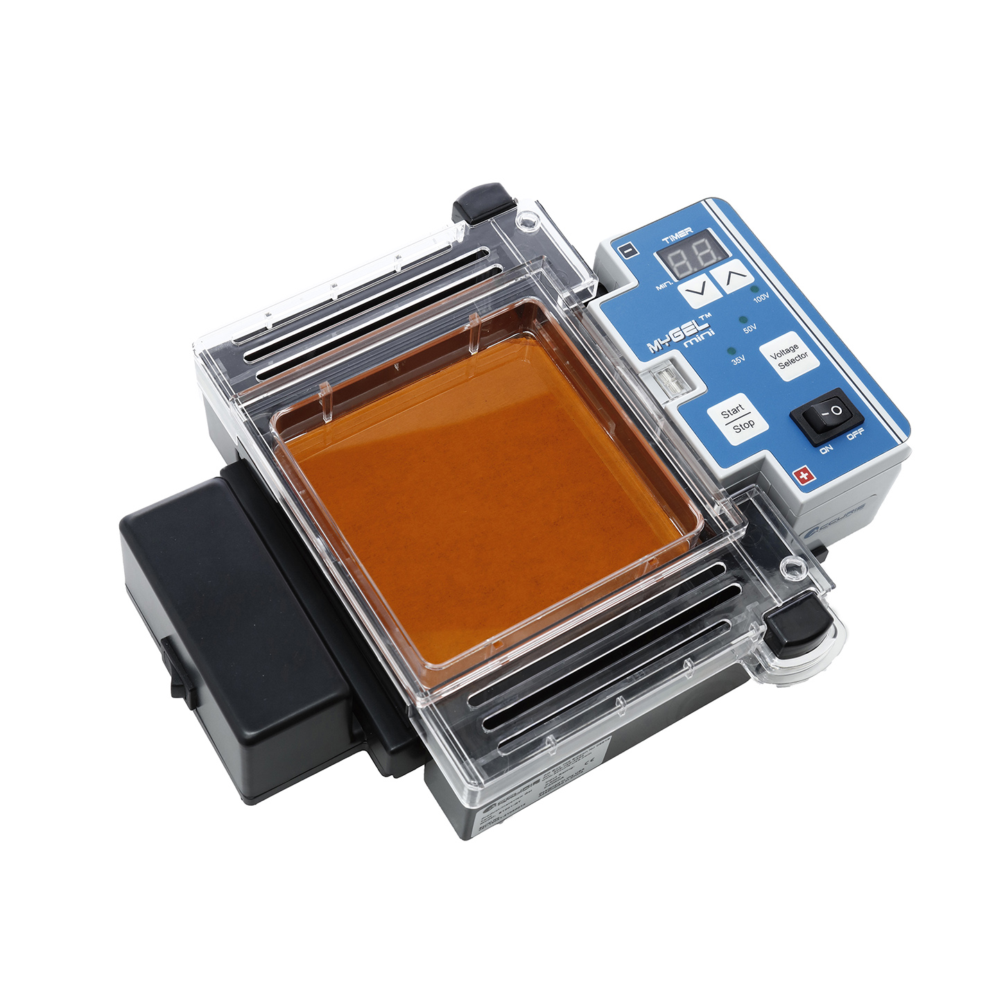 CÁMARA DE ELECTROFORESIS CON FUENTE DE PODER Y TRANSLUMINADOR. ACCURIS