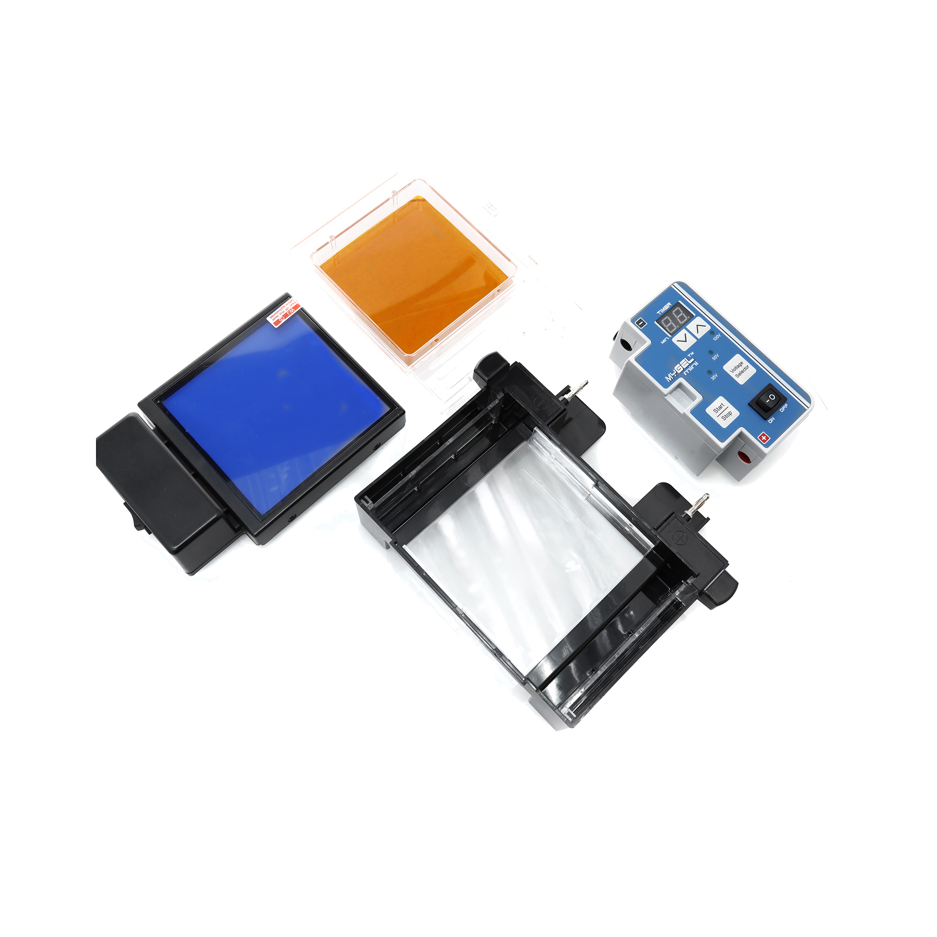 CÁMARA DE ELECTROFORESIS CON FUENTE DE PODER Y TRANSLUMINADOR. ACCURIS